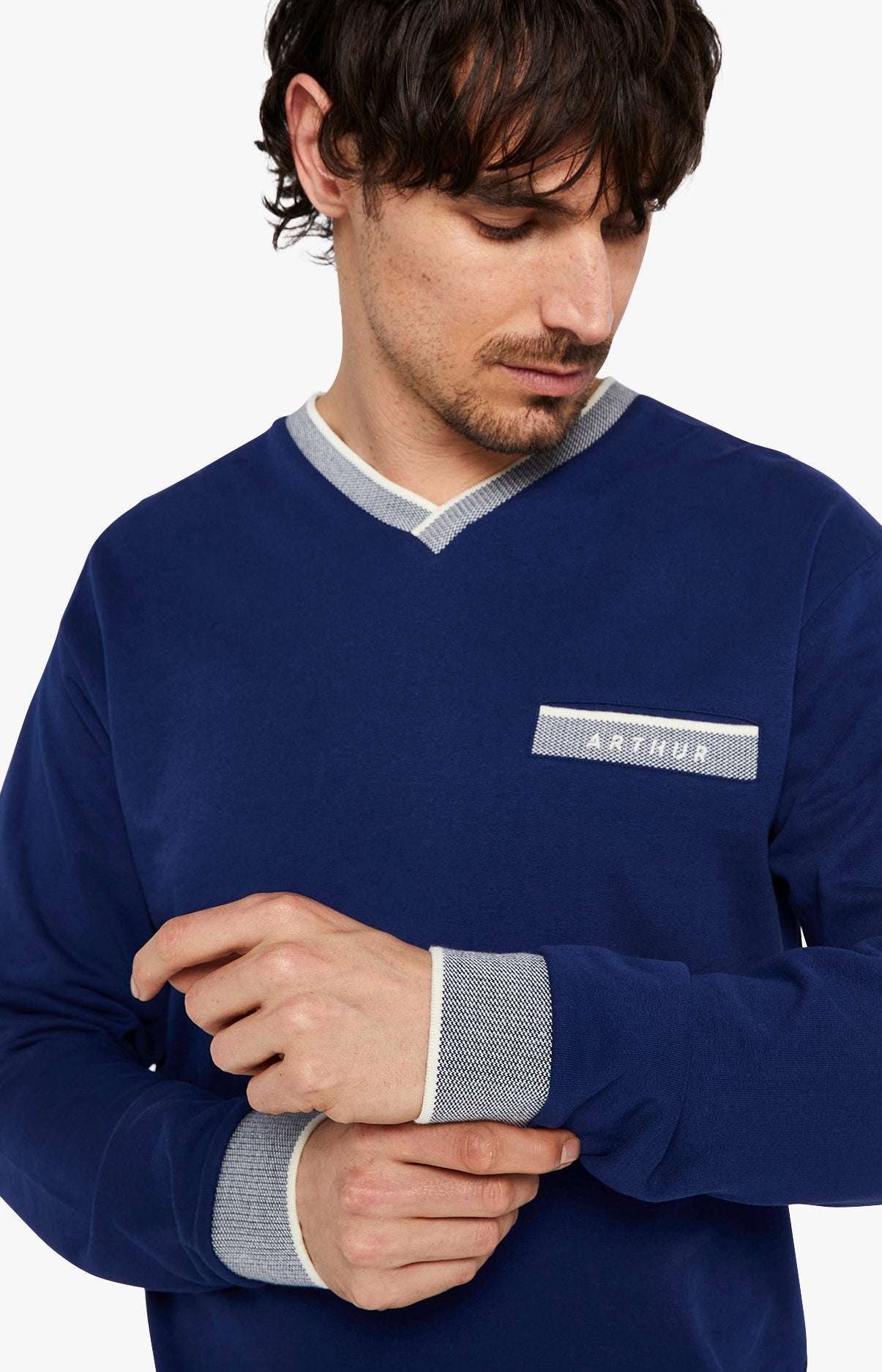 Pyjama long Homme Coton Marine 2