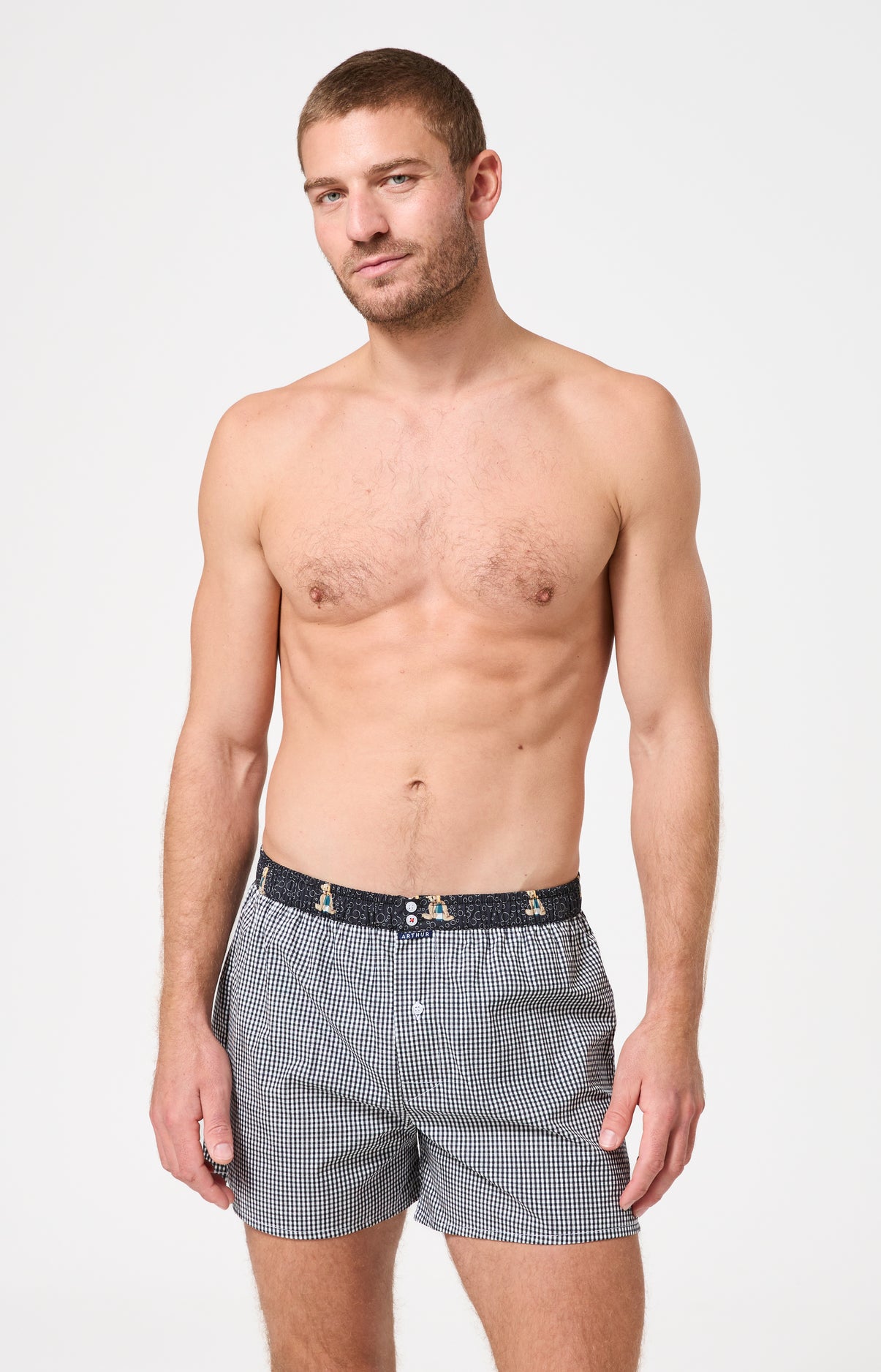 Pack deux caleçons avec slip intégré homme noir vichy et teddy nouvel an 4