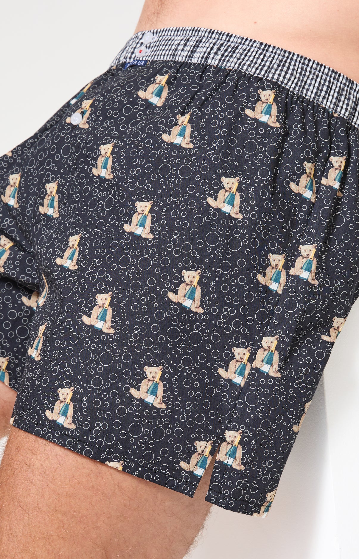 Pack deux caleçons avec slip intégré homme noir vichy et teddy nouvel an 6