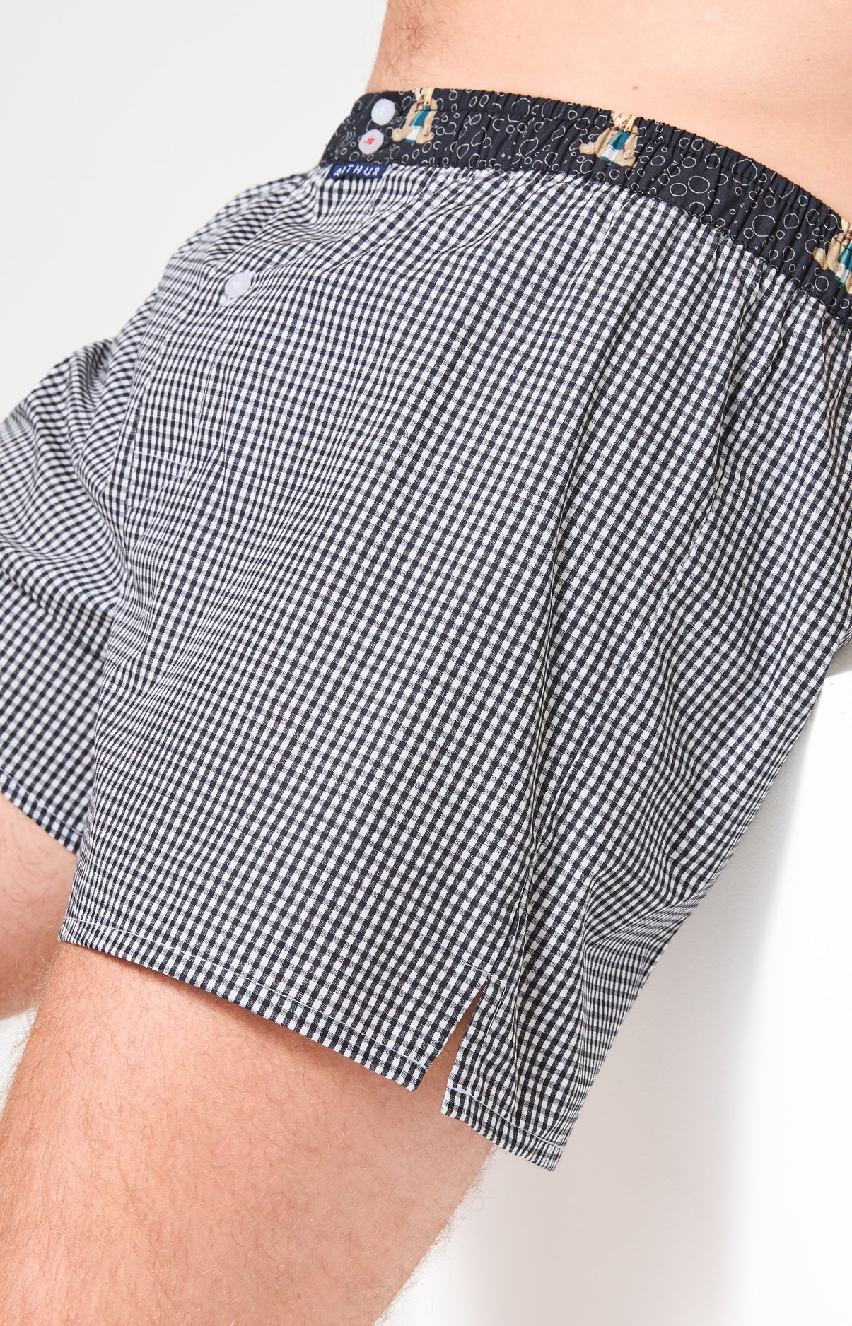 Pack deux caleçons avec slip intégré homme noir vichy et teddy nouvel an 5