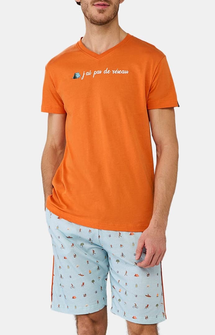 Pyjashort Homme Camping Céladon 5