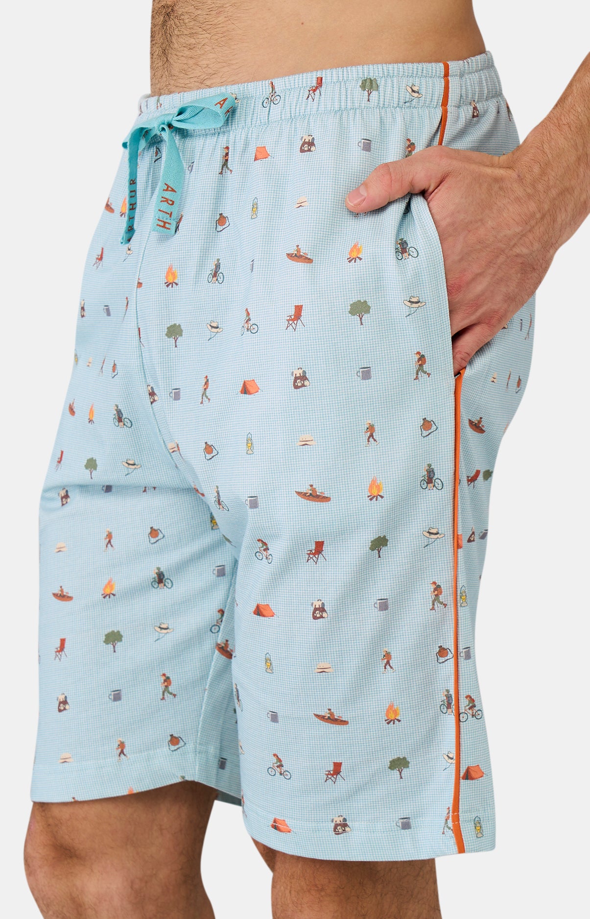 Pyjashort Homme Camping Orange et Bleu 4