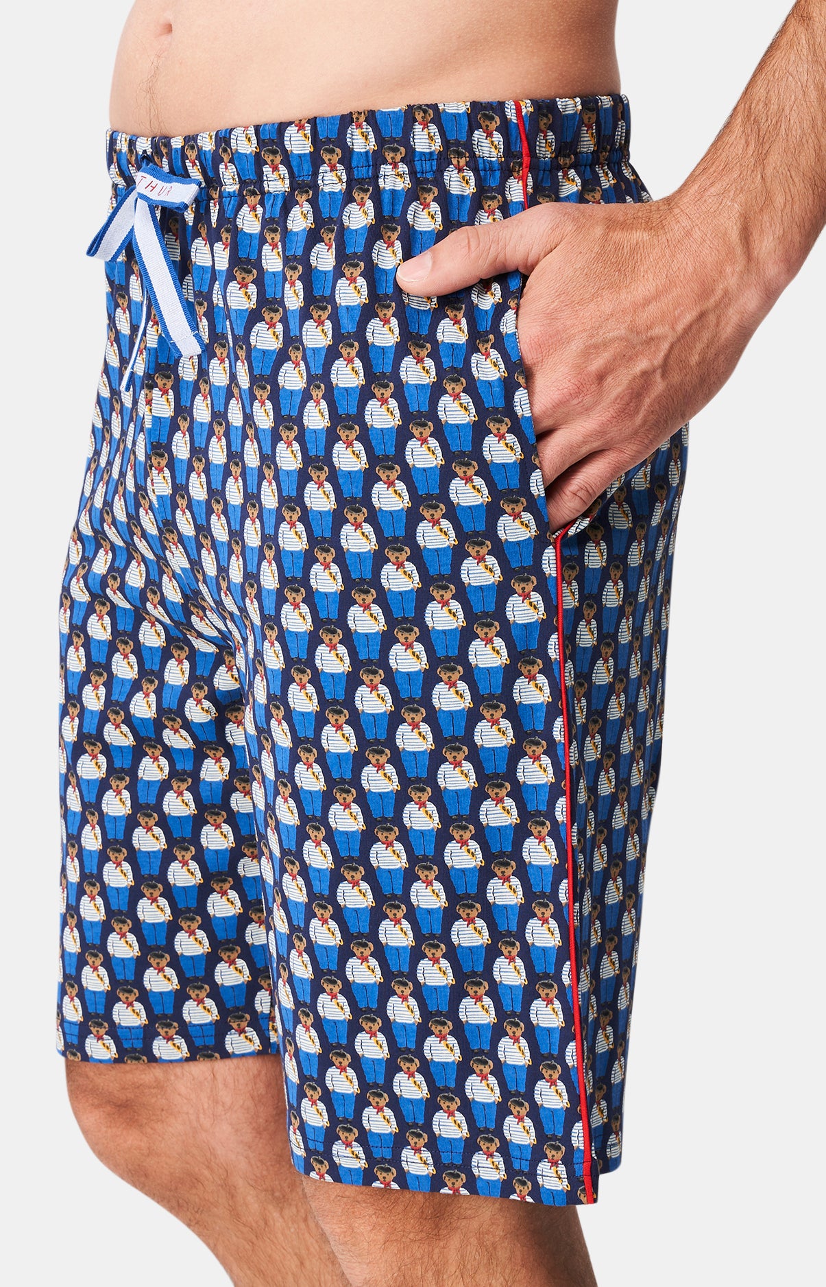Pyjashort Homme Teddy In Paris Marine et Rouge 6