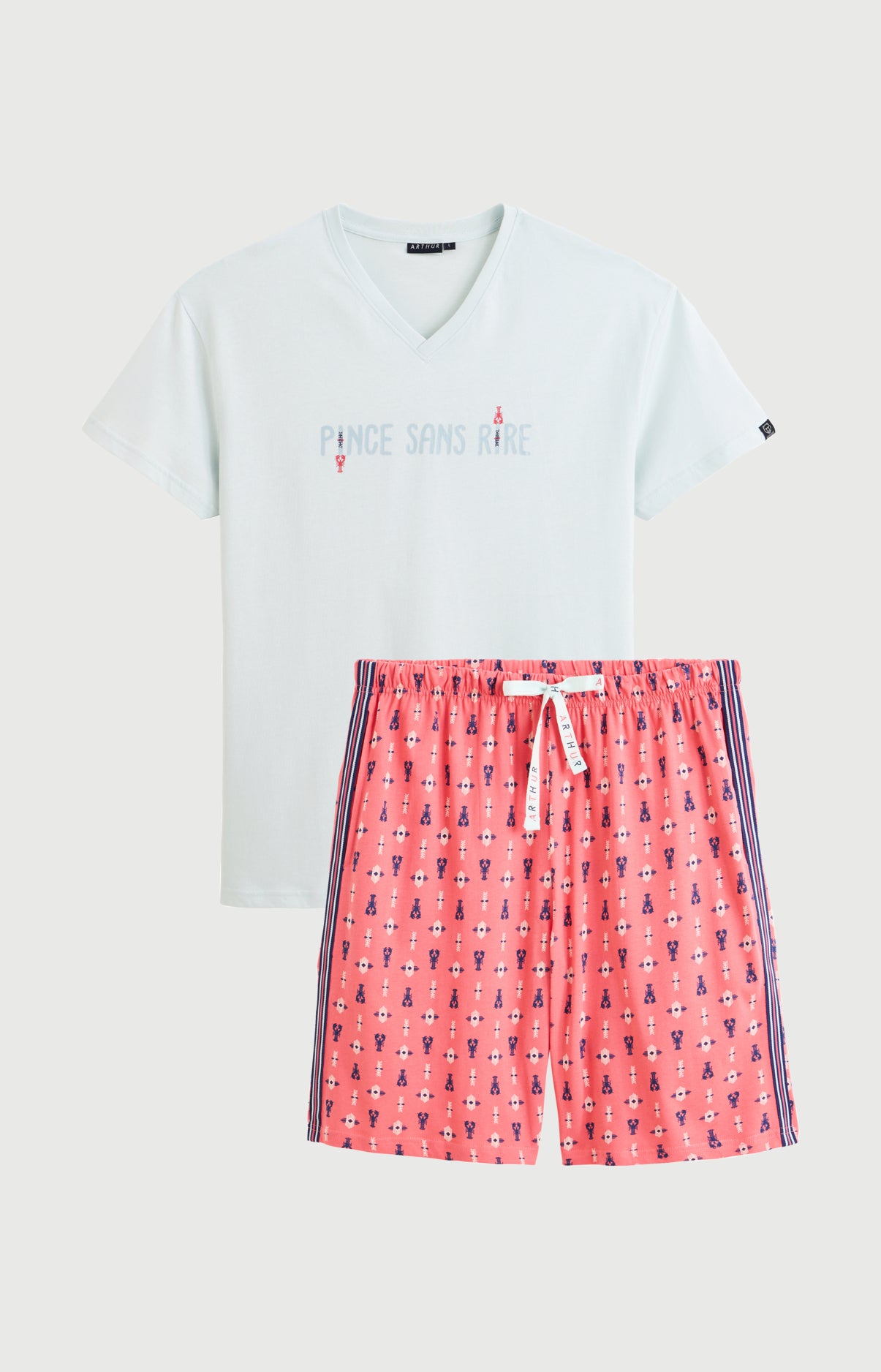 Pyjama Homme Pince sans rire Manches courtes Imprimé homards et signes tribaux 3