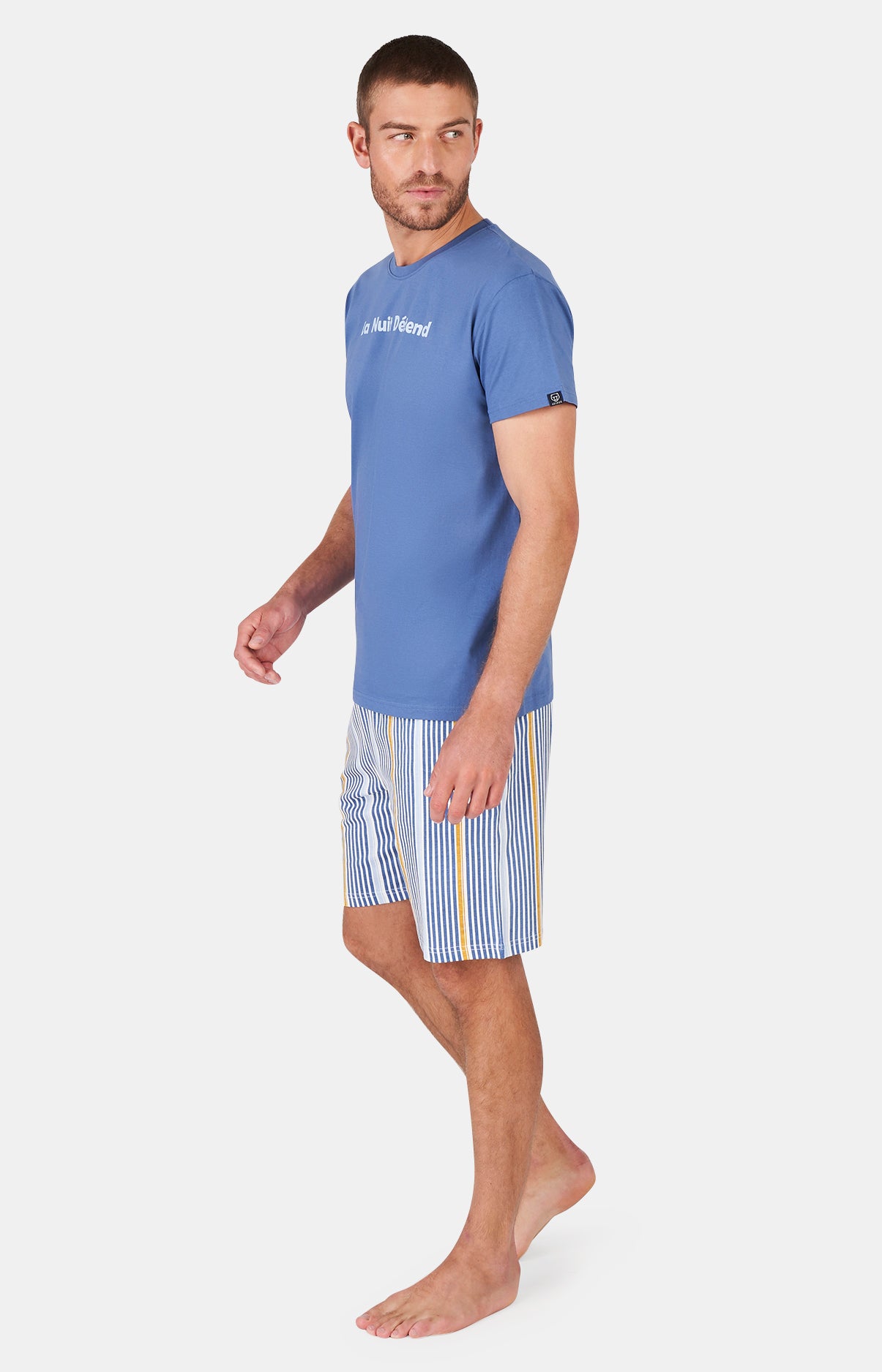 Pyjashort Homme La Nuit Détend Bleu 11