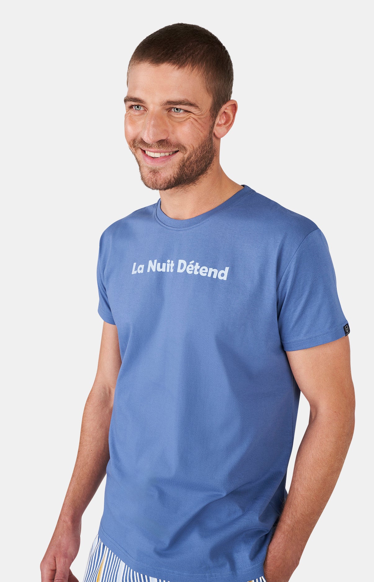 Pyjashort Homme La Nuit Détend Bleu 10
