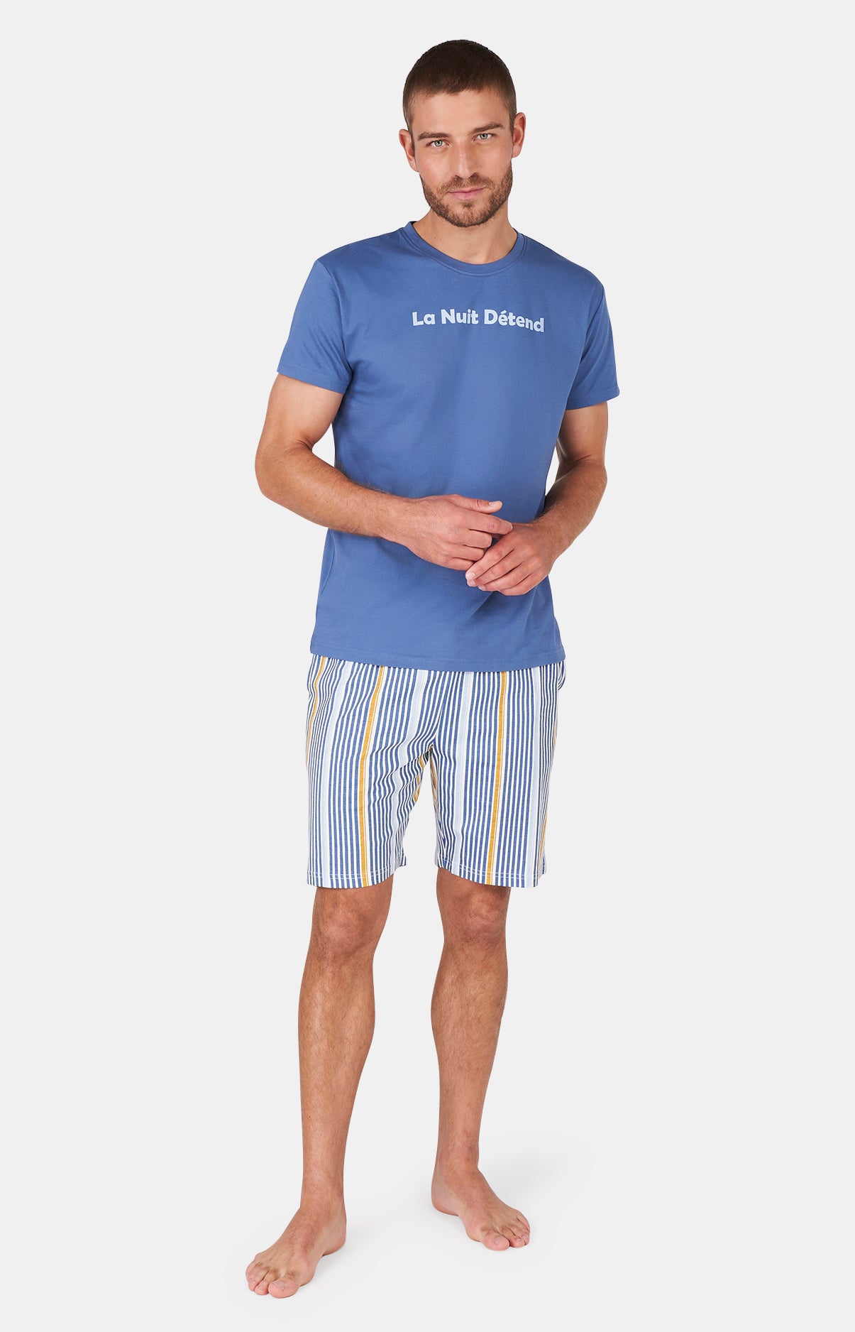 Pyjashort Homme La Nuit Détend Bleu 7