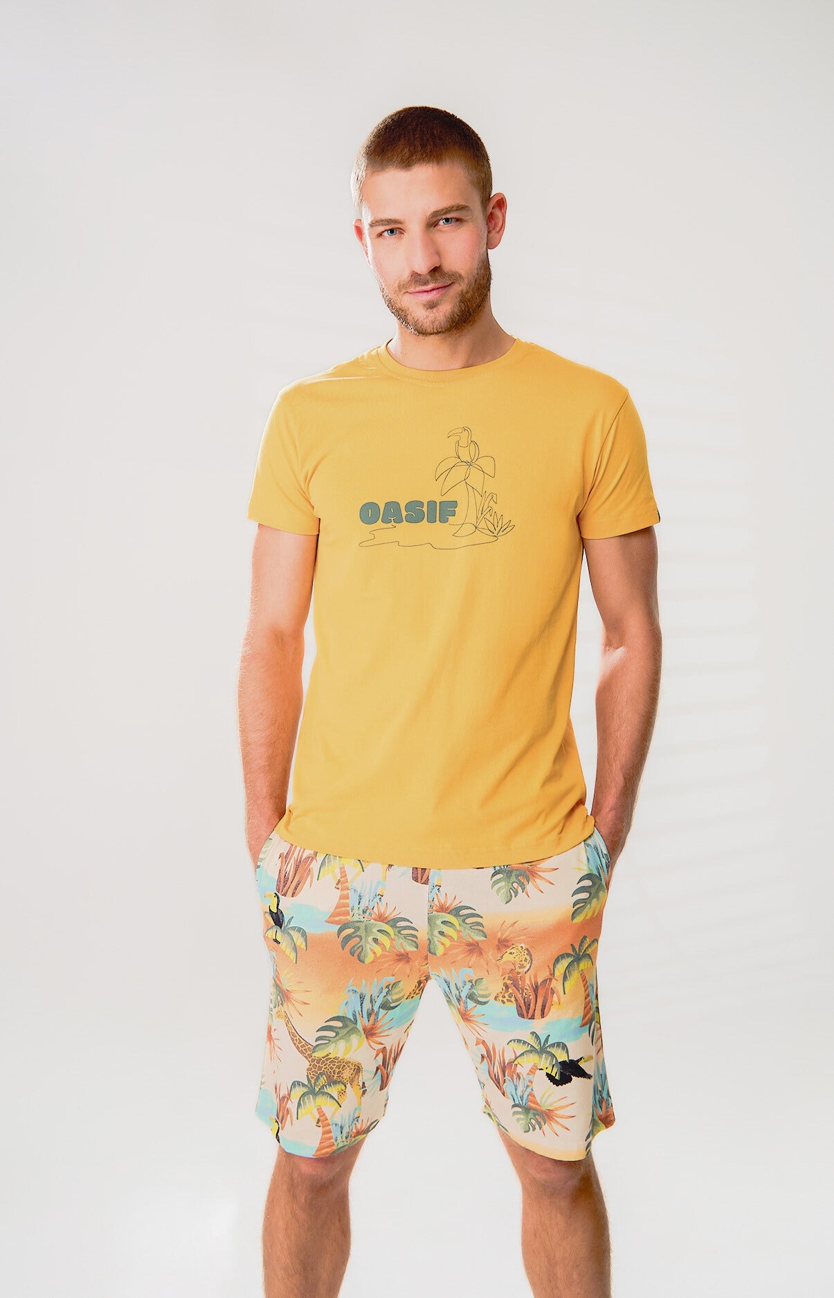 Pyjashort Homme Oasif Jaune et Multicolore 1