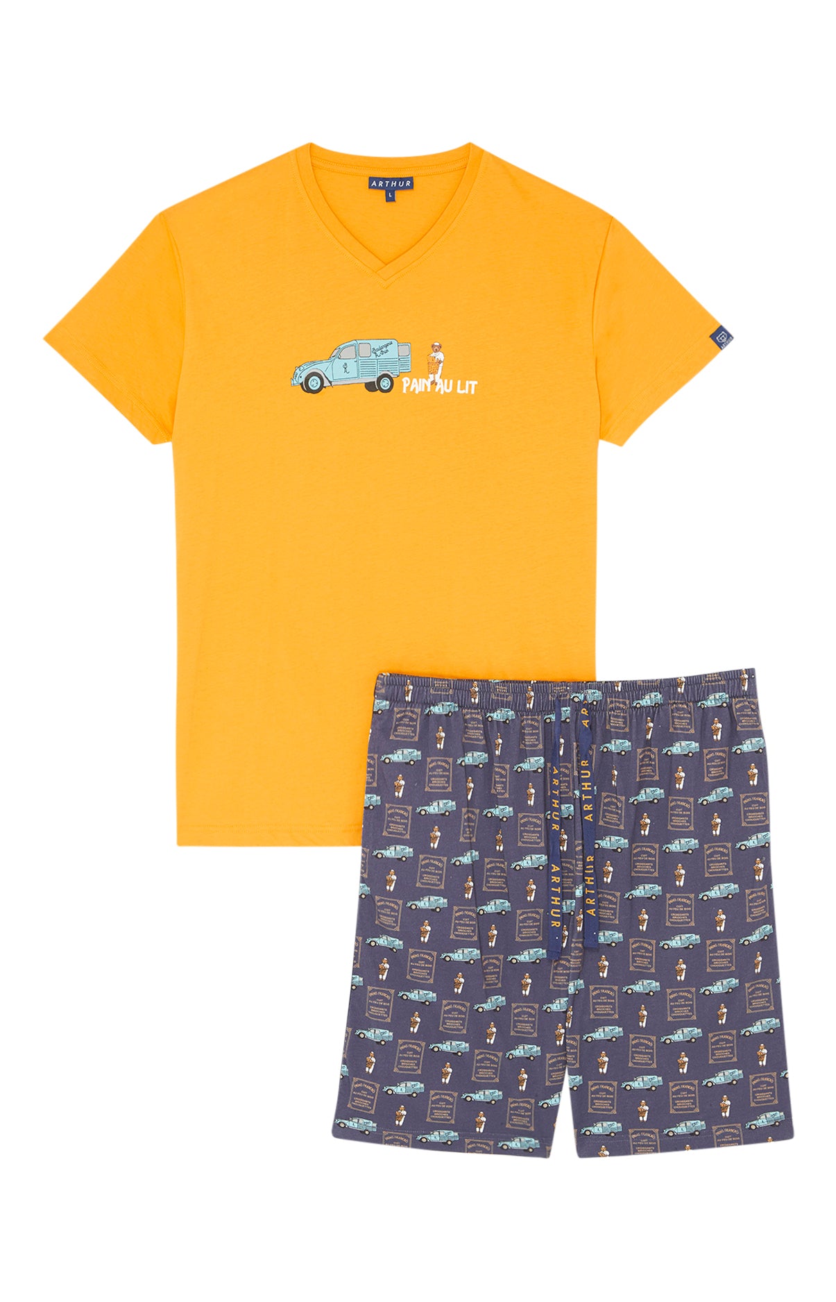 Pyjashort Homme Pain au Lit Marine 3