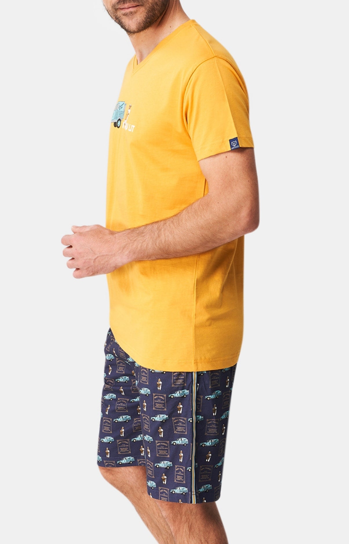 Pyjashort Homme Pain au Lit Marine 4