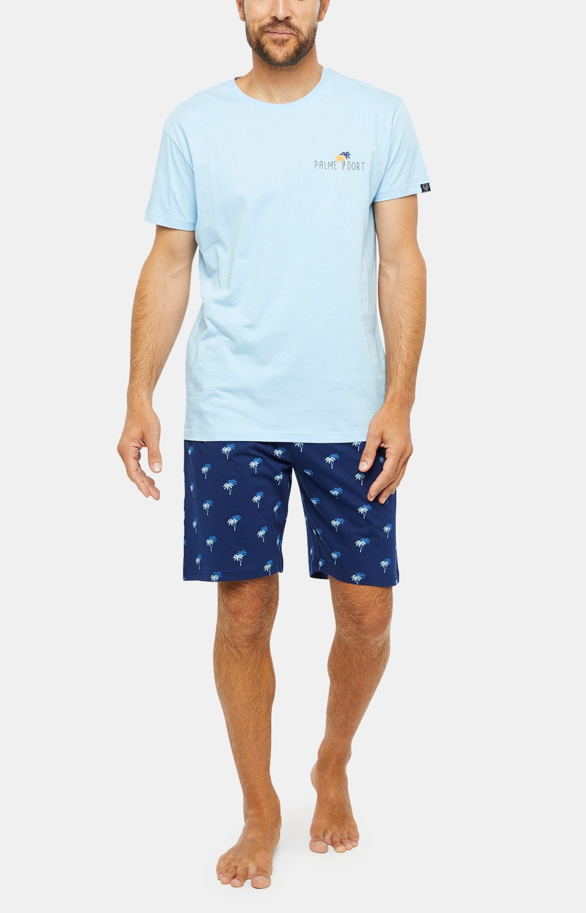 Pyjashort Homme Palmier Marine 1