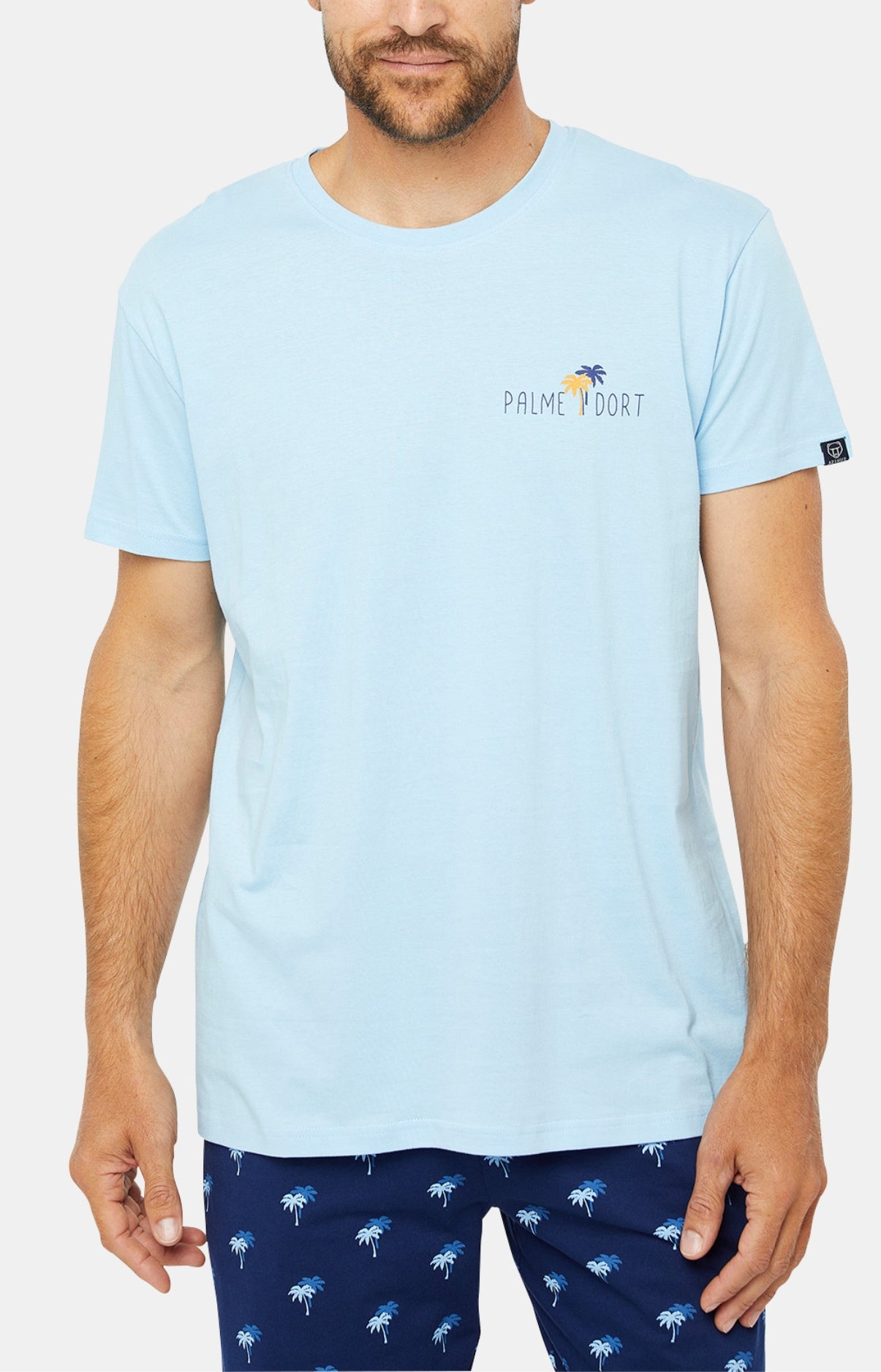 Pyjashort Homme Palmier Marine 5