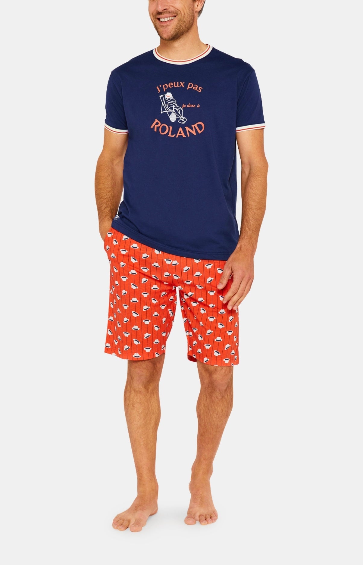 Pyjashort Homme Roland Garros Beige et Marron 12