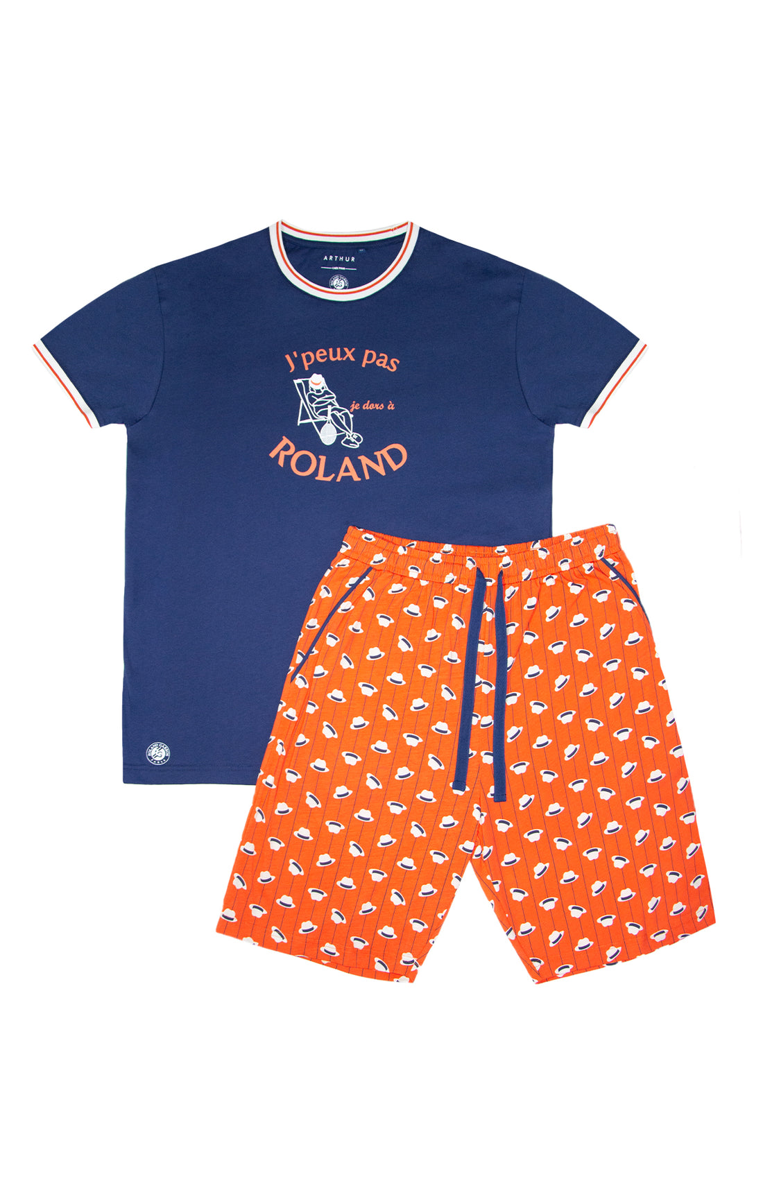 Pyjashort Homme Roland Garros Beige et Marron 14