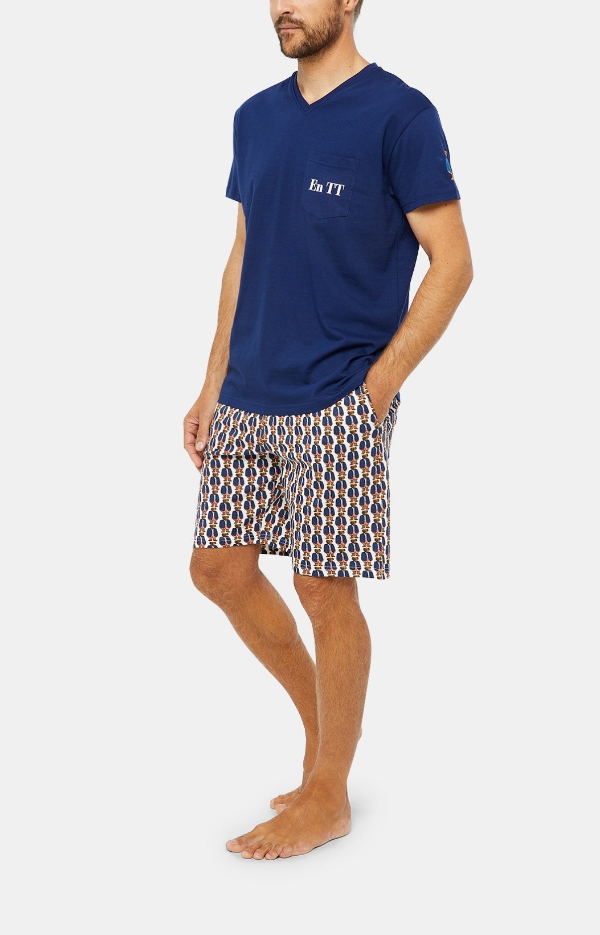 Pyjashort Homme Teddy Blanc et Ivoire 21