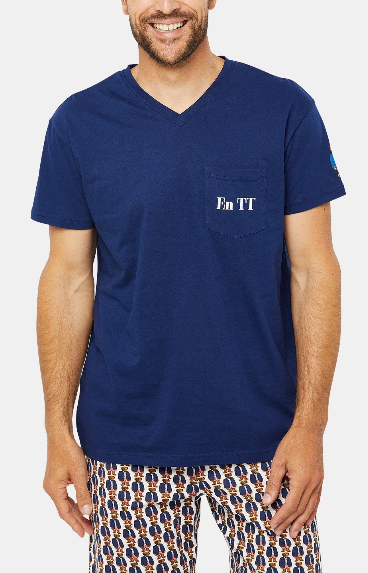 Pyjashort Homme Teddy Blanc et Ivoire 19