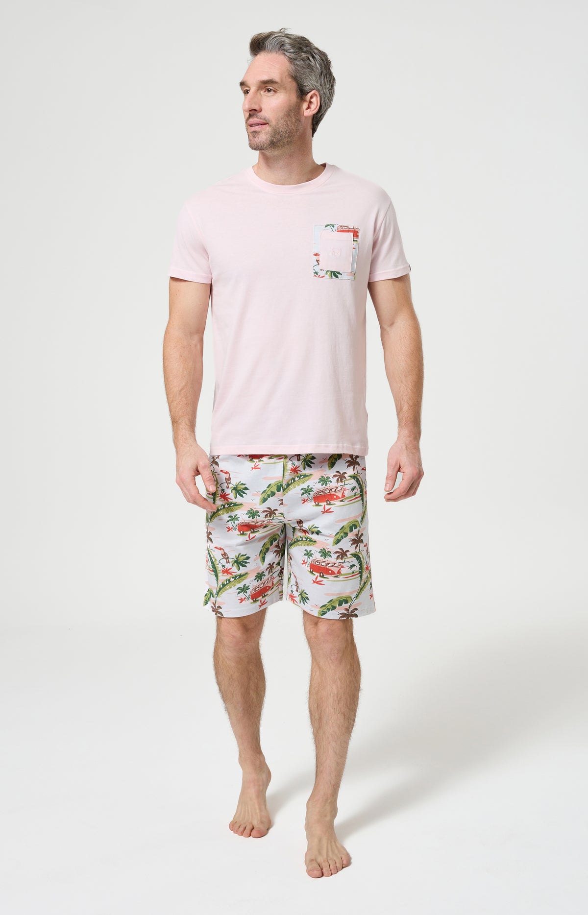 Pyjama Homme Van Life Manches courtes Imprimé vannes et palmiers multicolores 4