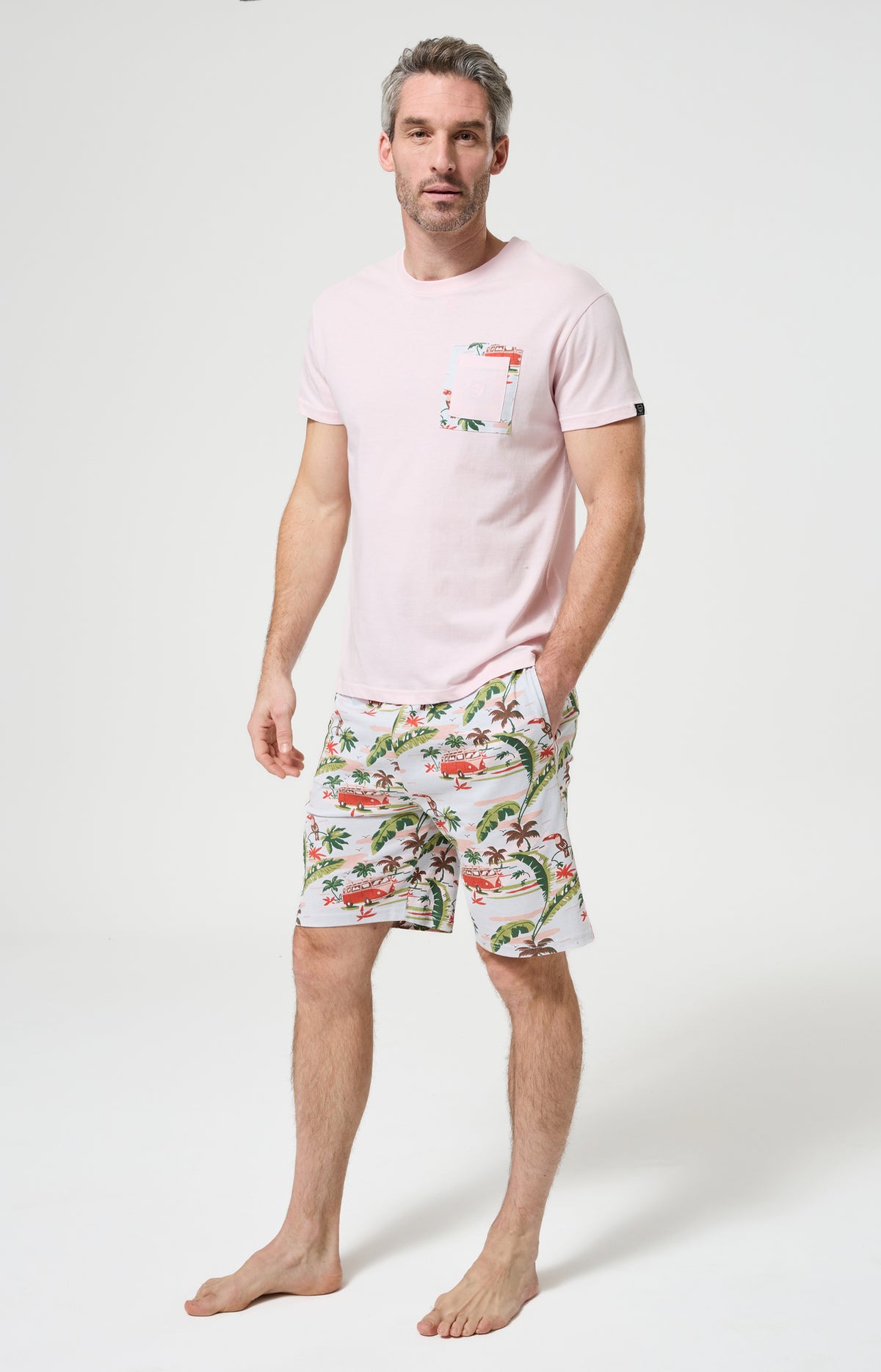 Pyjama Homme Van Life Manches courtes Imprimé vannes et palmiers multicolores 6
