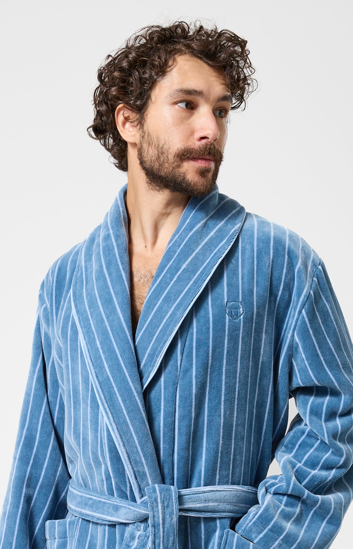 Peignoir Rayures gris bleu homme 2