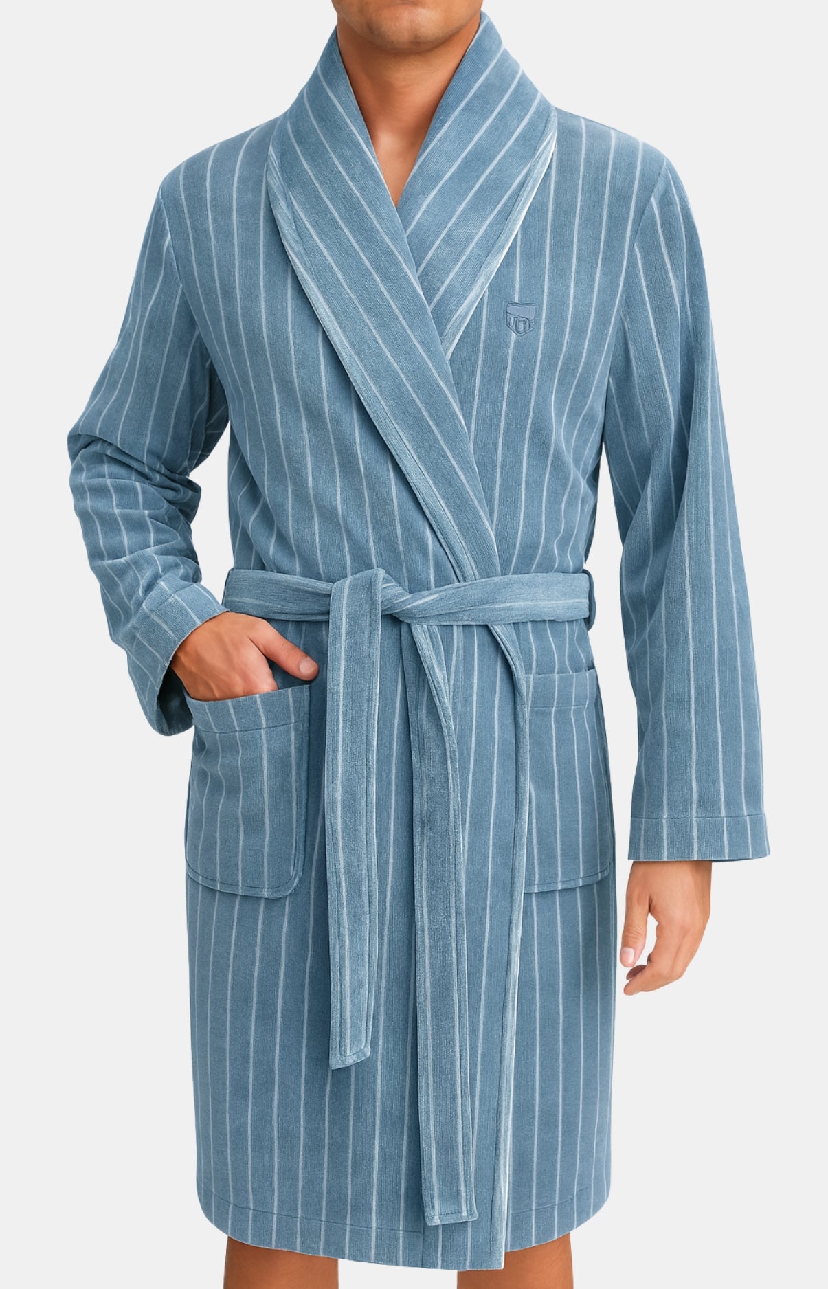 Peignoir Rayures gris bleu homme 1