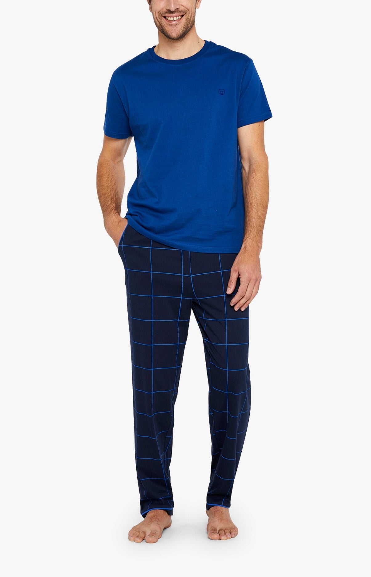 Pantalon Homme Carreaux Marine 1