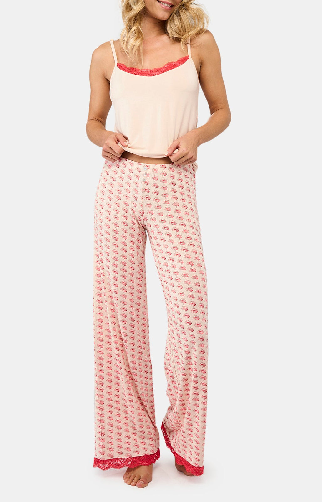 Pantalon Femme Fleur safi Rose 1