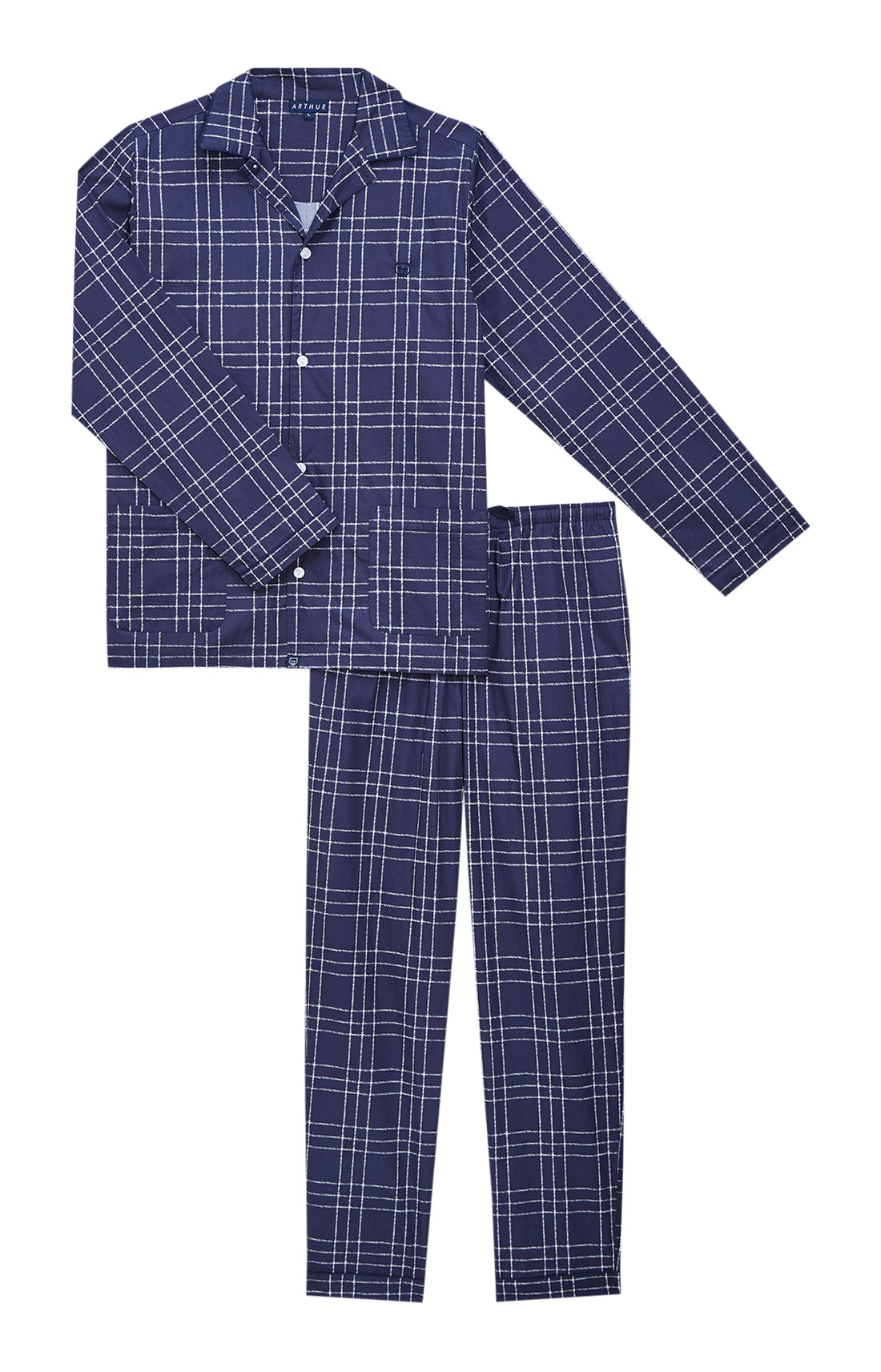 Pyjama long boutonné Homme Lewis Marine 3