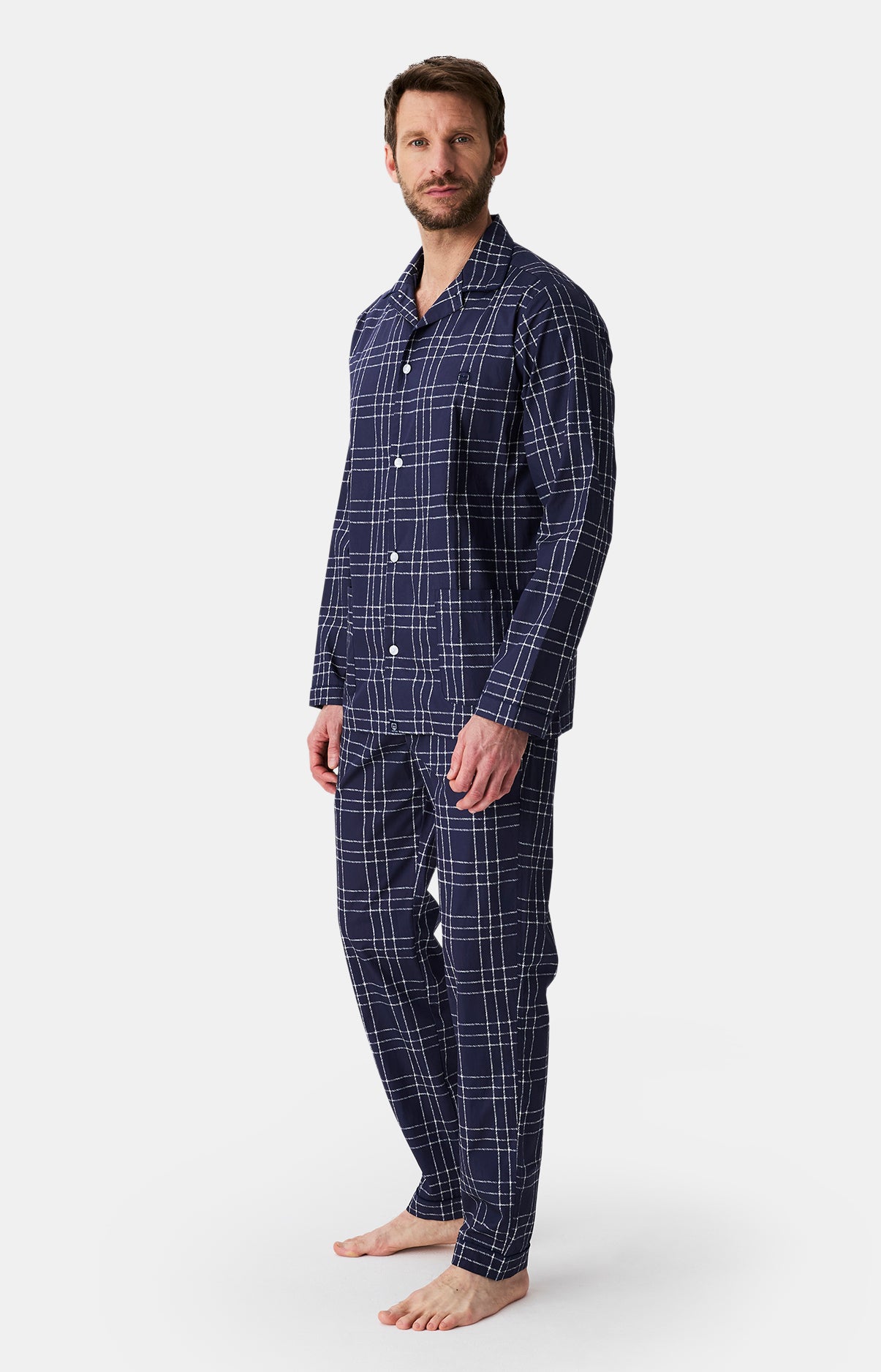 Pyjama long boutonné Homme Lewis Marine 5
