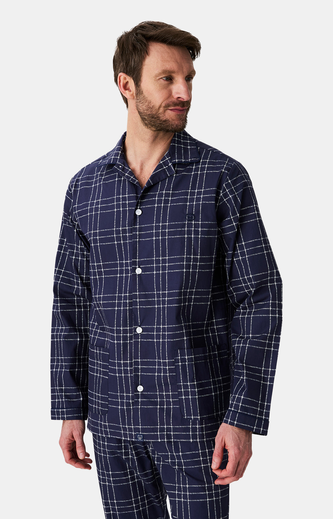 Pyjama long boutonné Homme Lewis Marine 2
