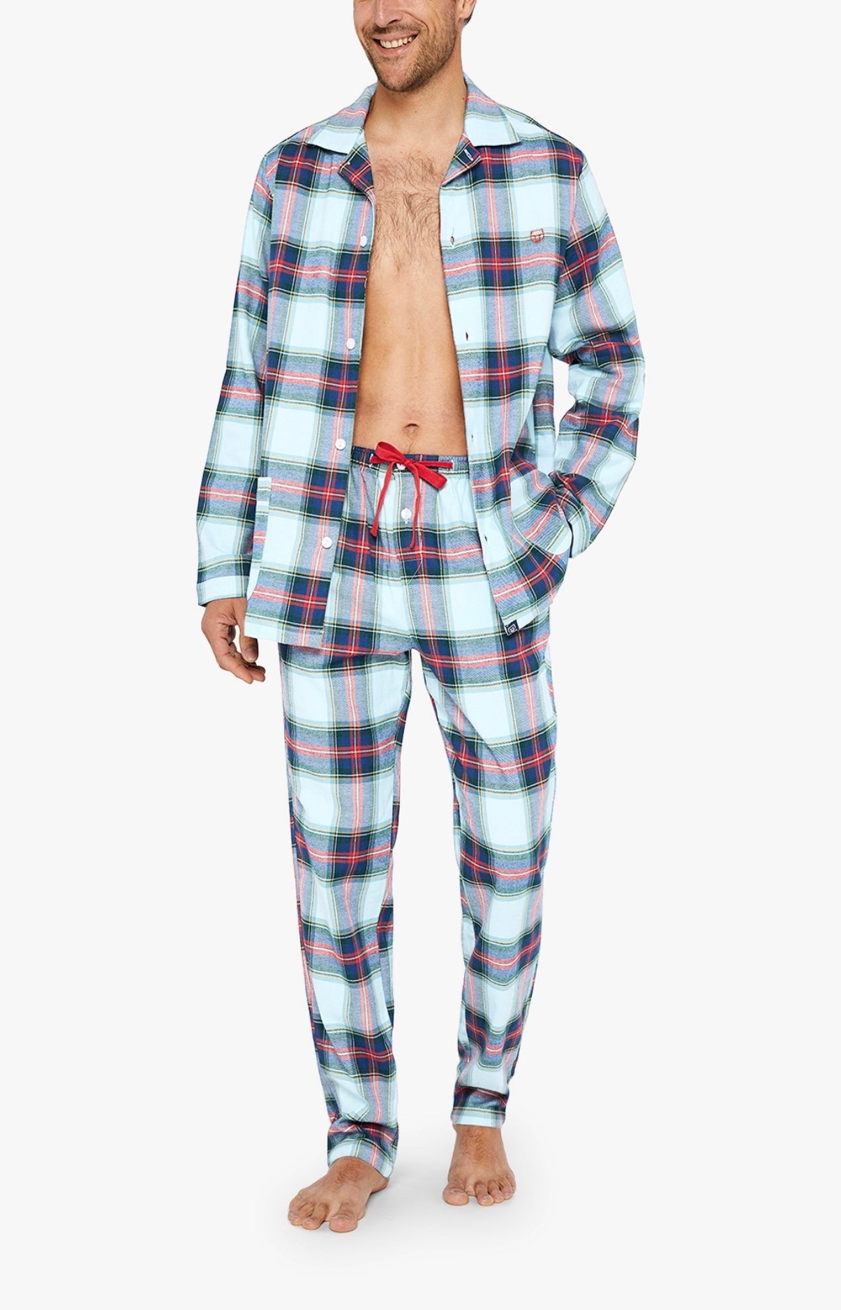 Pyjama long boutonné Homme Logan Glace Bleu 5