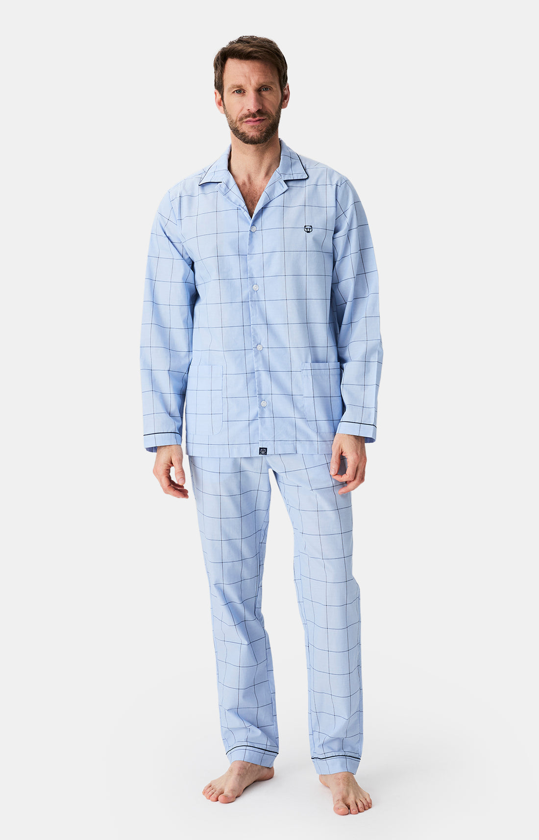 Pyjama long boutonné Homme n°009 Bleu 1