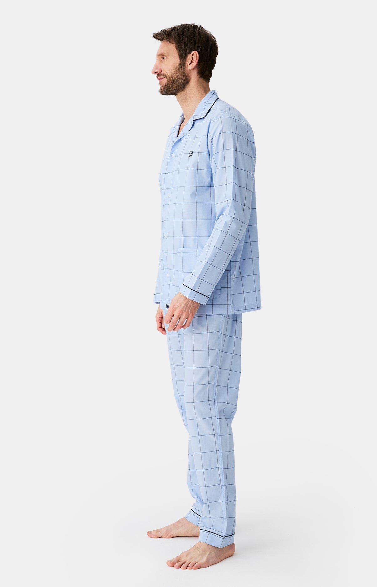 Pyjama long boutonné Homme n°009 Bleu 5