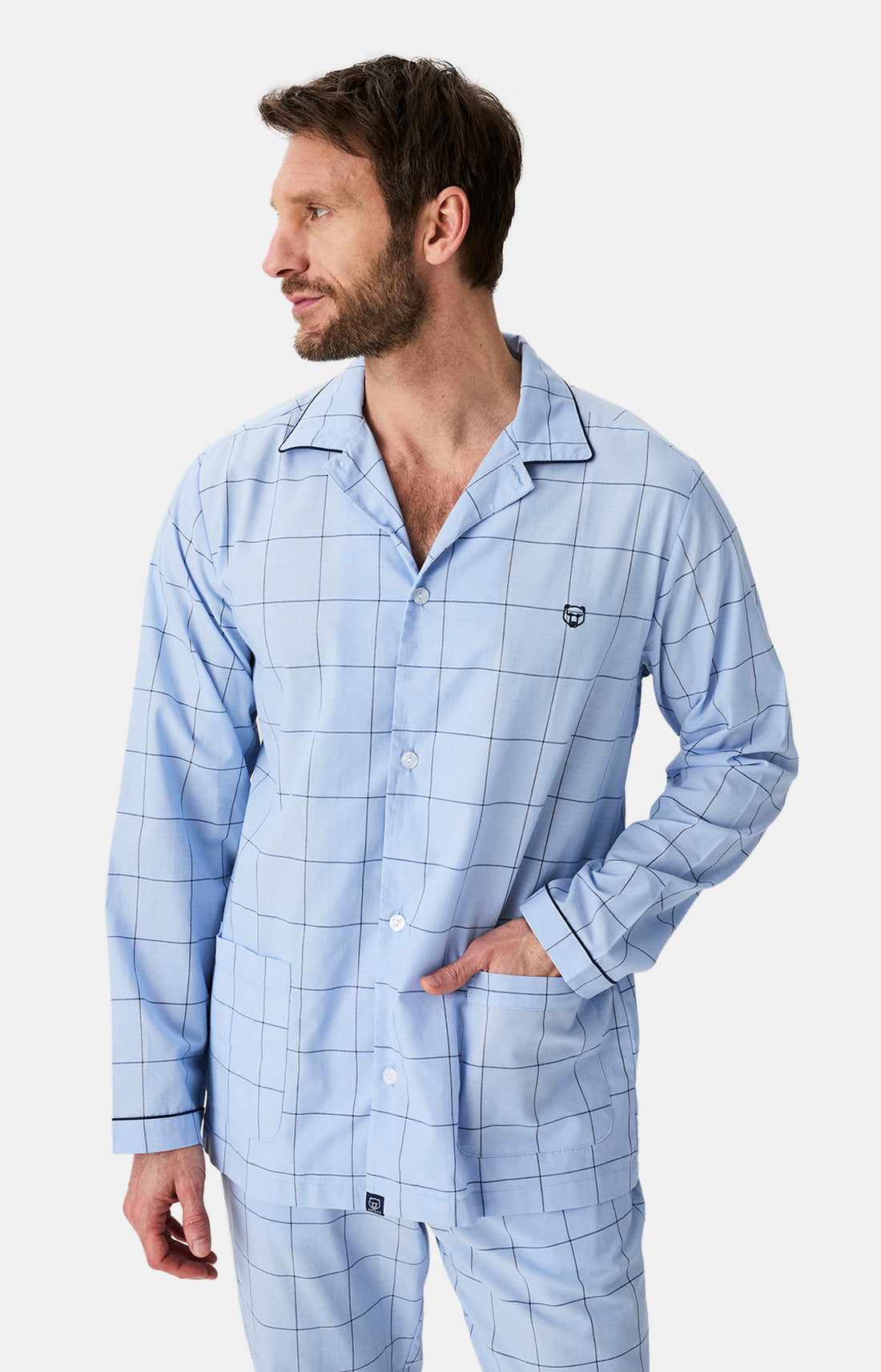 Pyjama long boutonné Homme n°009 Bleu 2