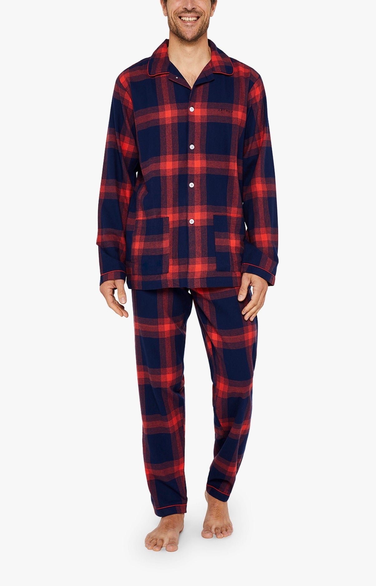 Pyjama long boutonné Homme On Fire Rouge 1