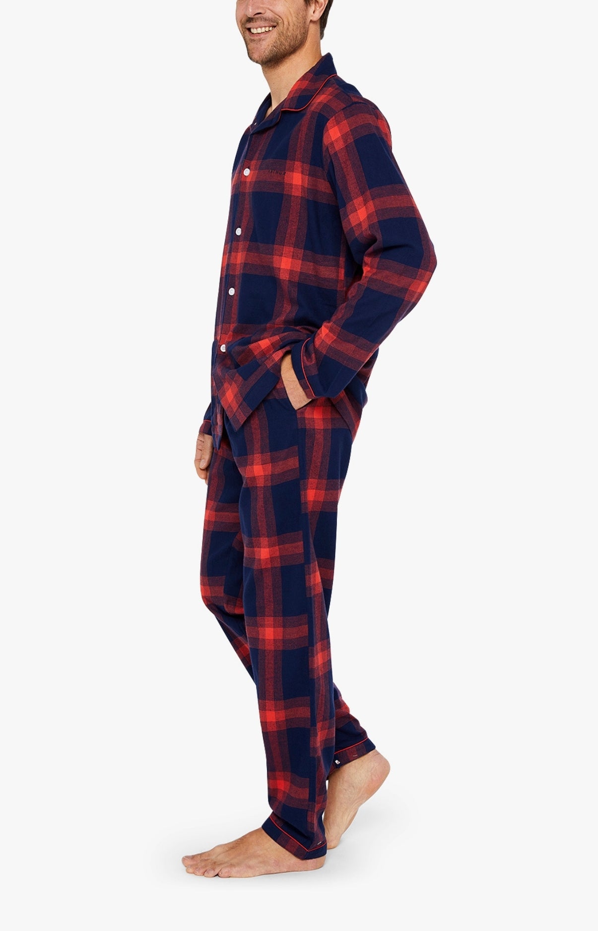 Pyjama long boutonné Homme On Fire Rouge 4