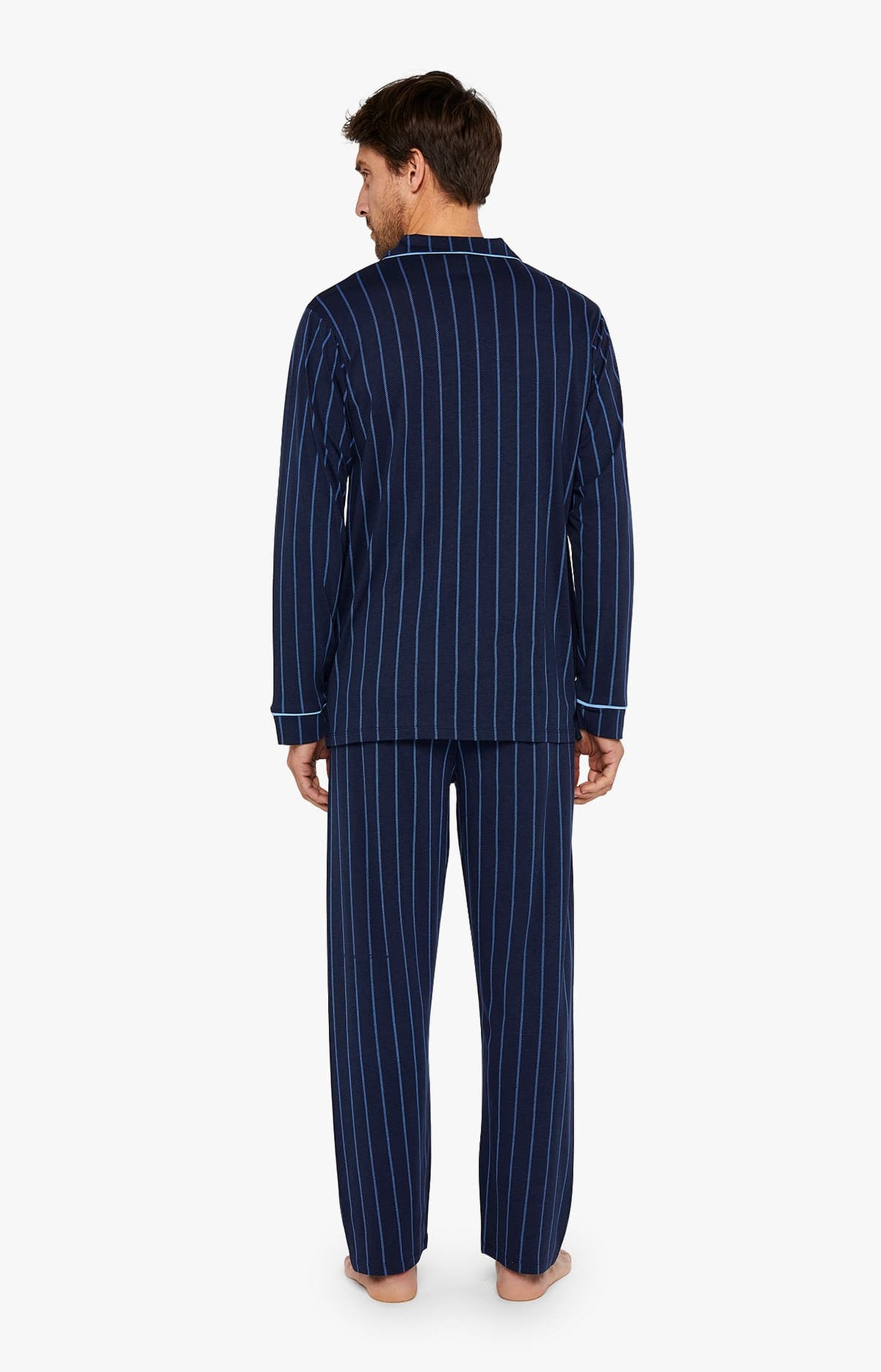 Pyjama long boutonné Homme Tradi Marine 4