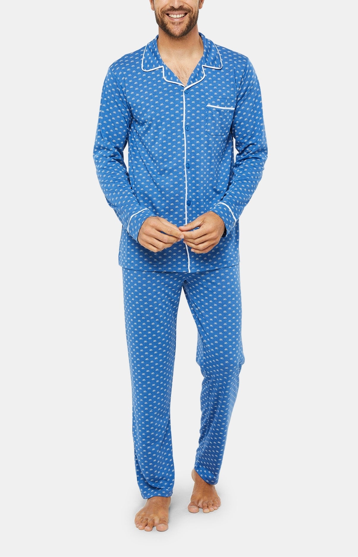 Pyjama long boutonné Homme Petit Vélo Bleu 1