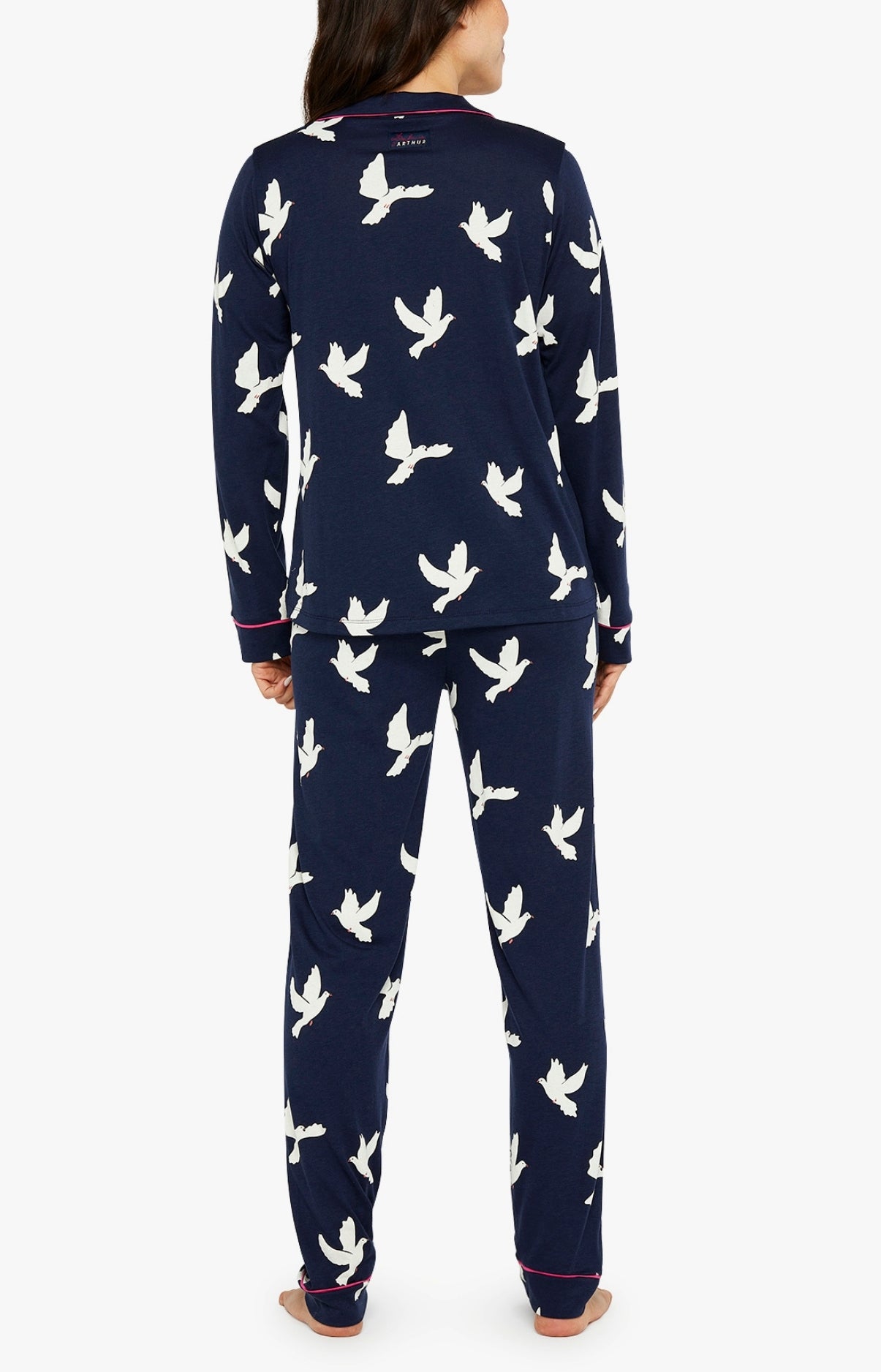 Pyjama long boutonné Femme Colombes Marine 6