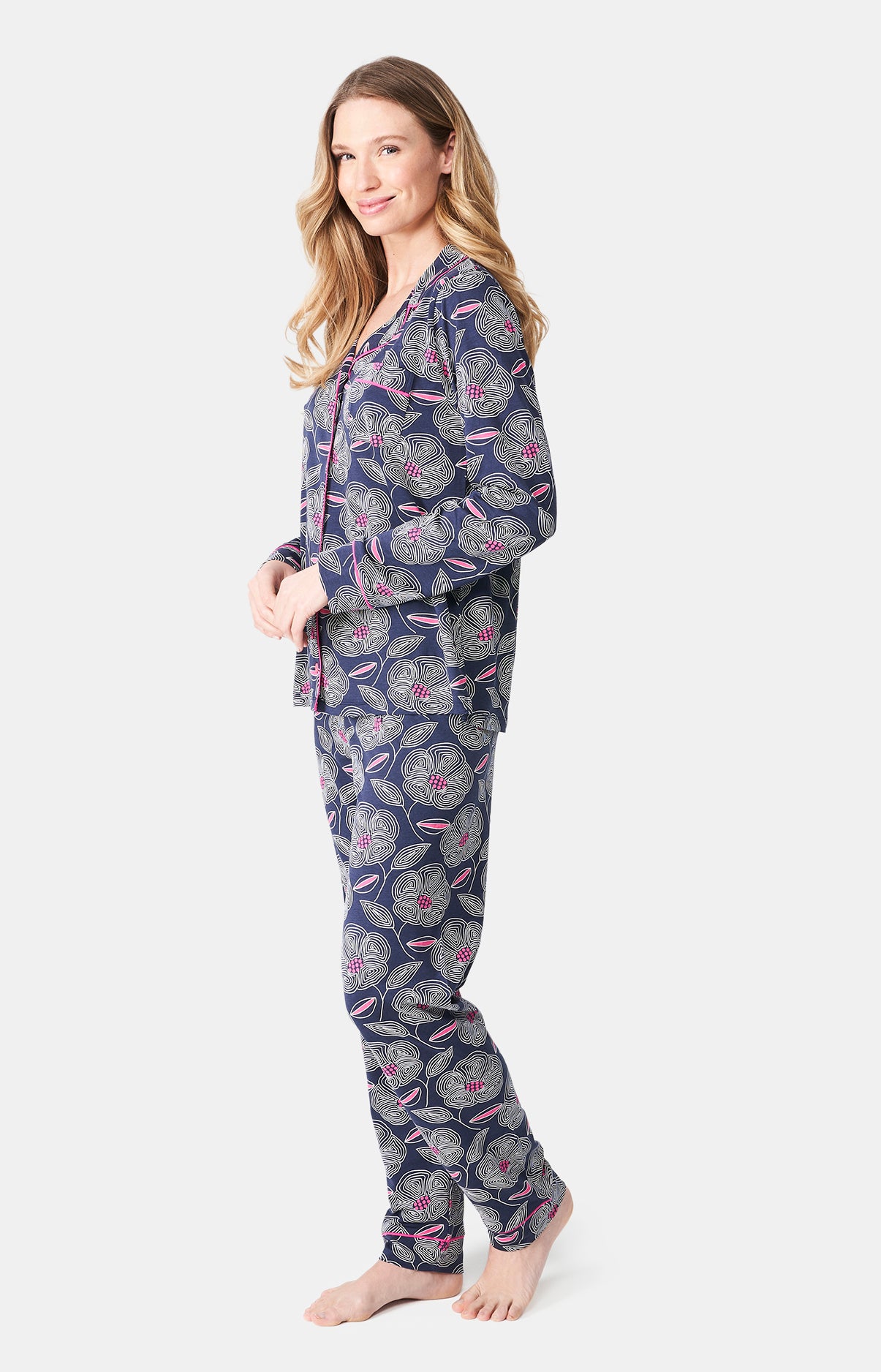 Pyjama long boutonné Femme Anémone Marine 4
