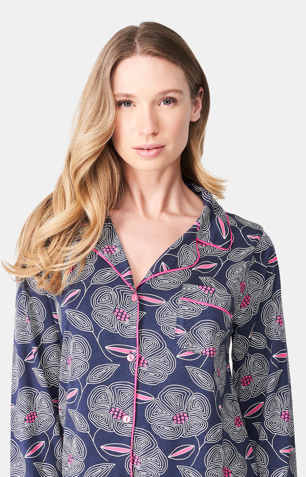 Pyjama long boutonné Femme Anémone Marine 2