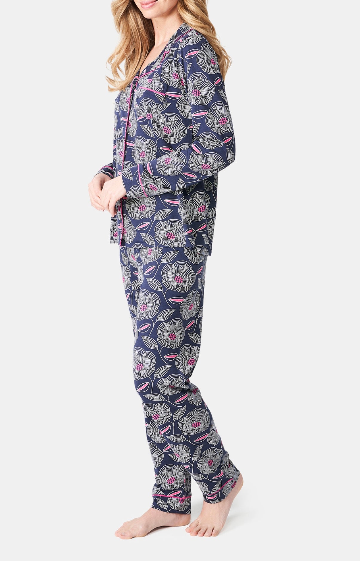 Pyjama long boutonné Femme Anémone Marine 4