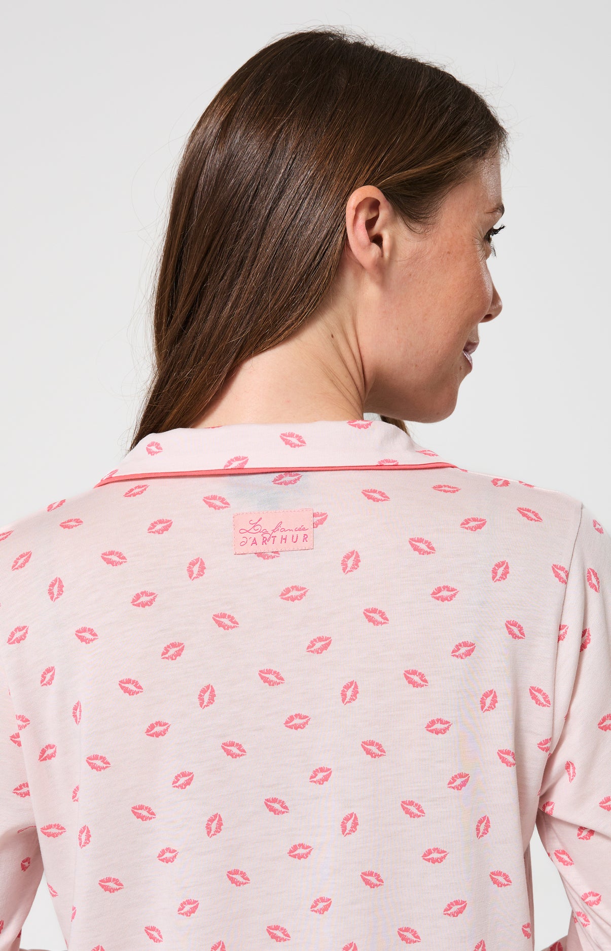 Pyjama Femme Kiss Manches longues Imprimé bisous rouge à lèvre 8