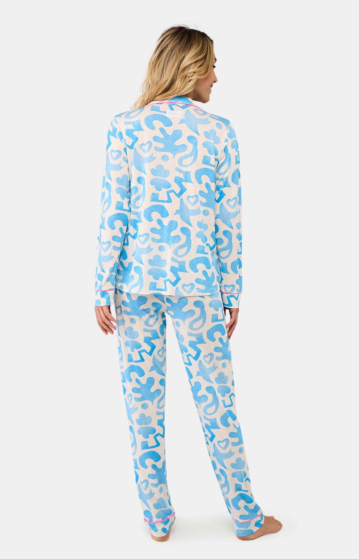 Pyjama long boutonné Femme Matis Bleu et Blanc 7