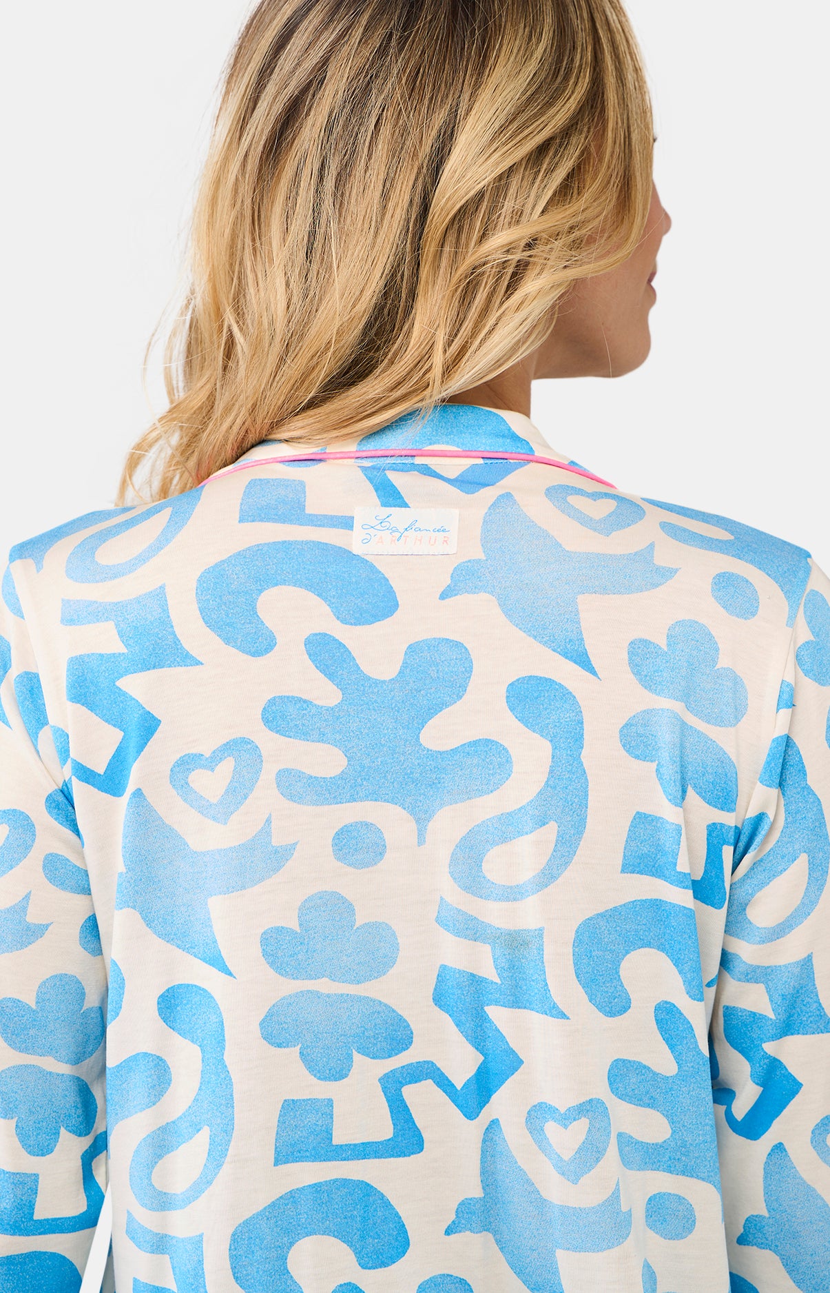 Pyjama long boutonné Femme Matis Bleu et Blanc 8