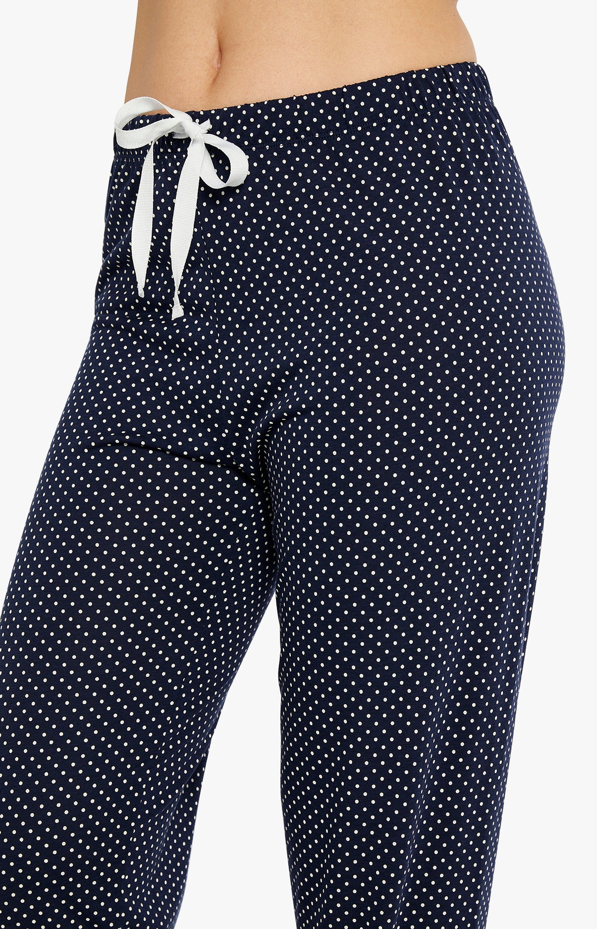 Pyjama long boutonné Femme pois Tradi Marine 7