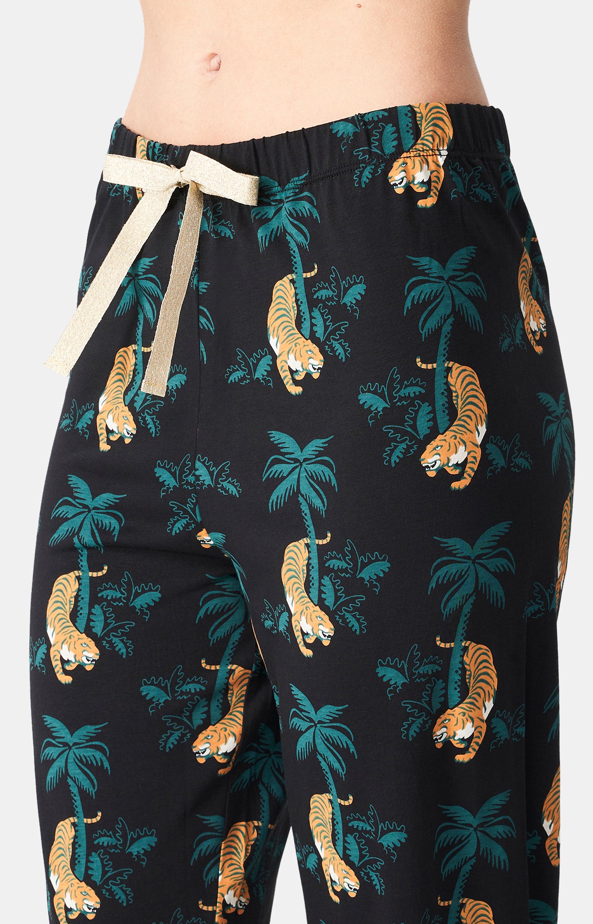 Pyjama long boutonné Femme Tigre Noir 6