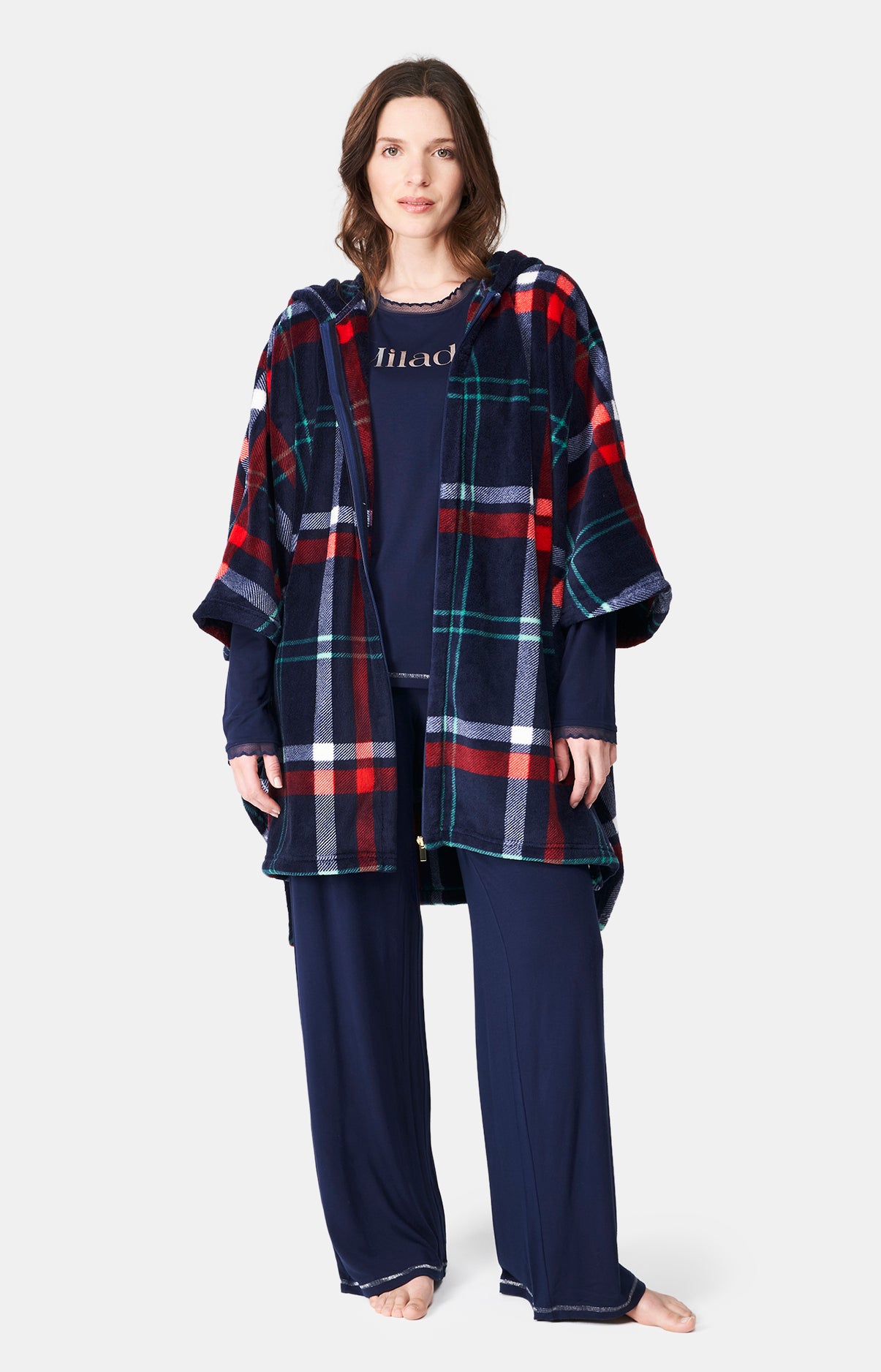 Poncho Enfant Carreaux Hugo Marine 6