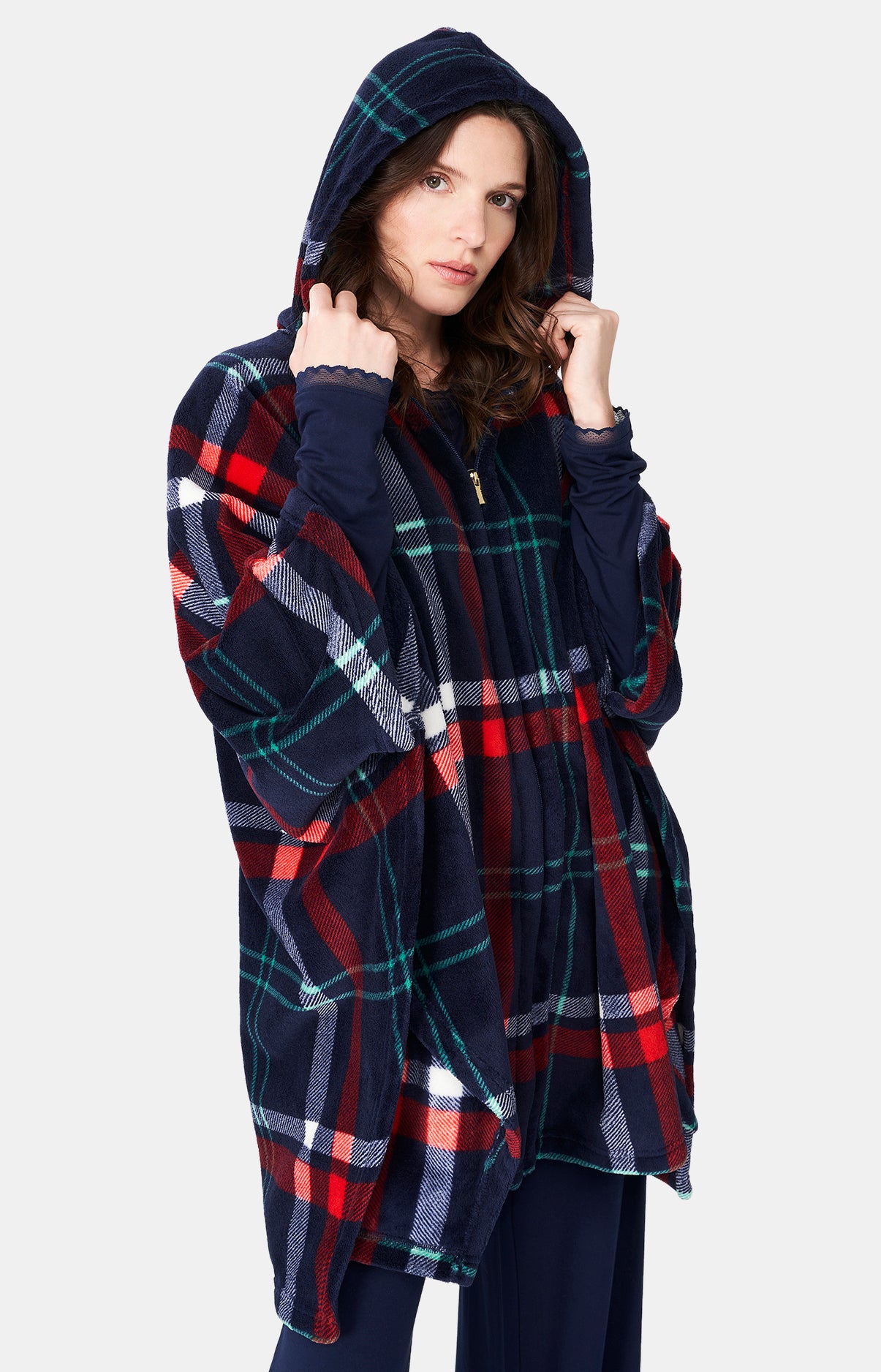 Poncho Enfant Carreaux Hugo Marine 7