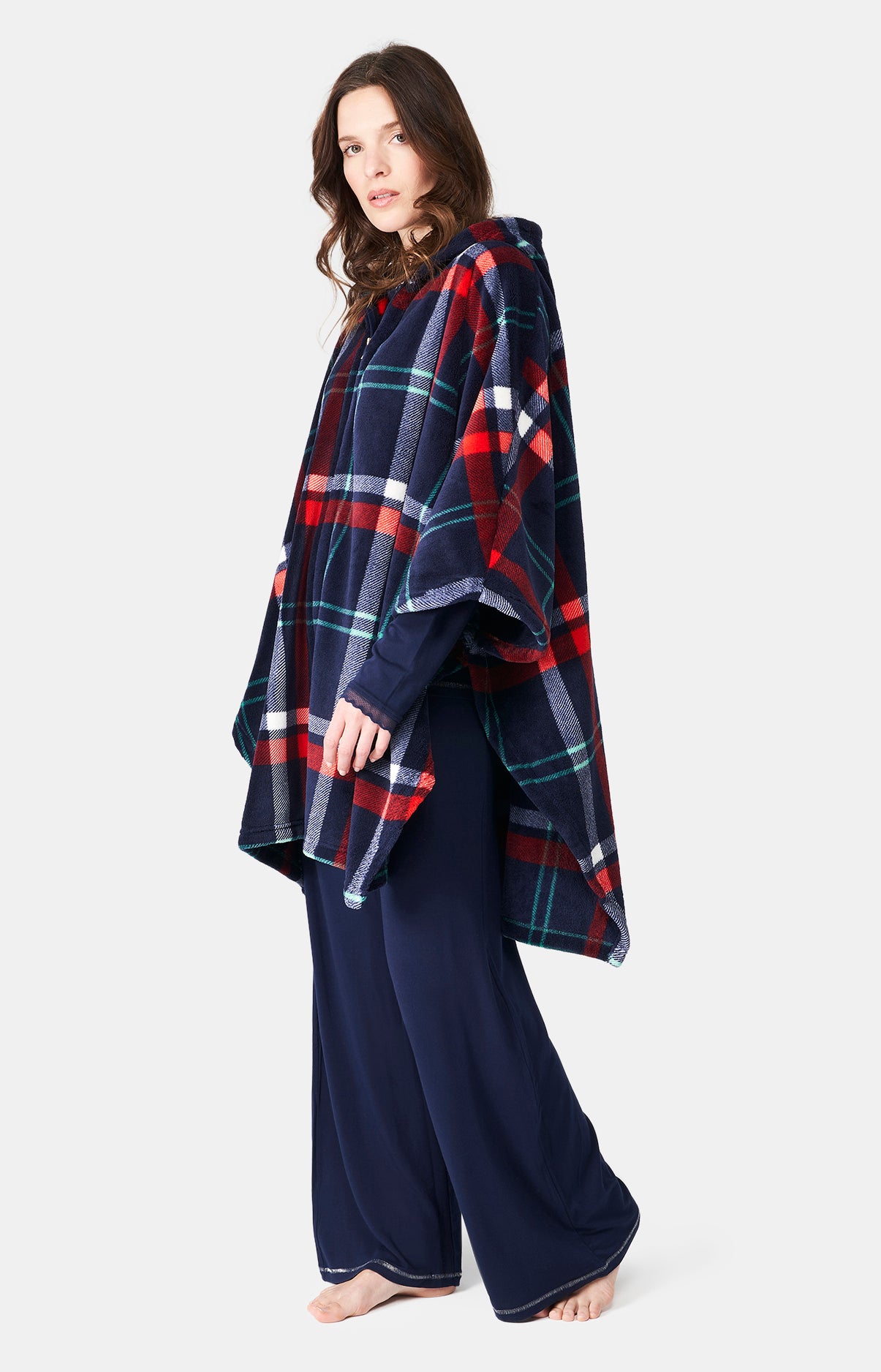 Poncho Enfant Carreaux Hugo Marine 11