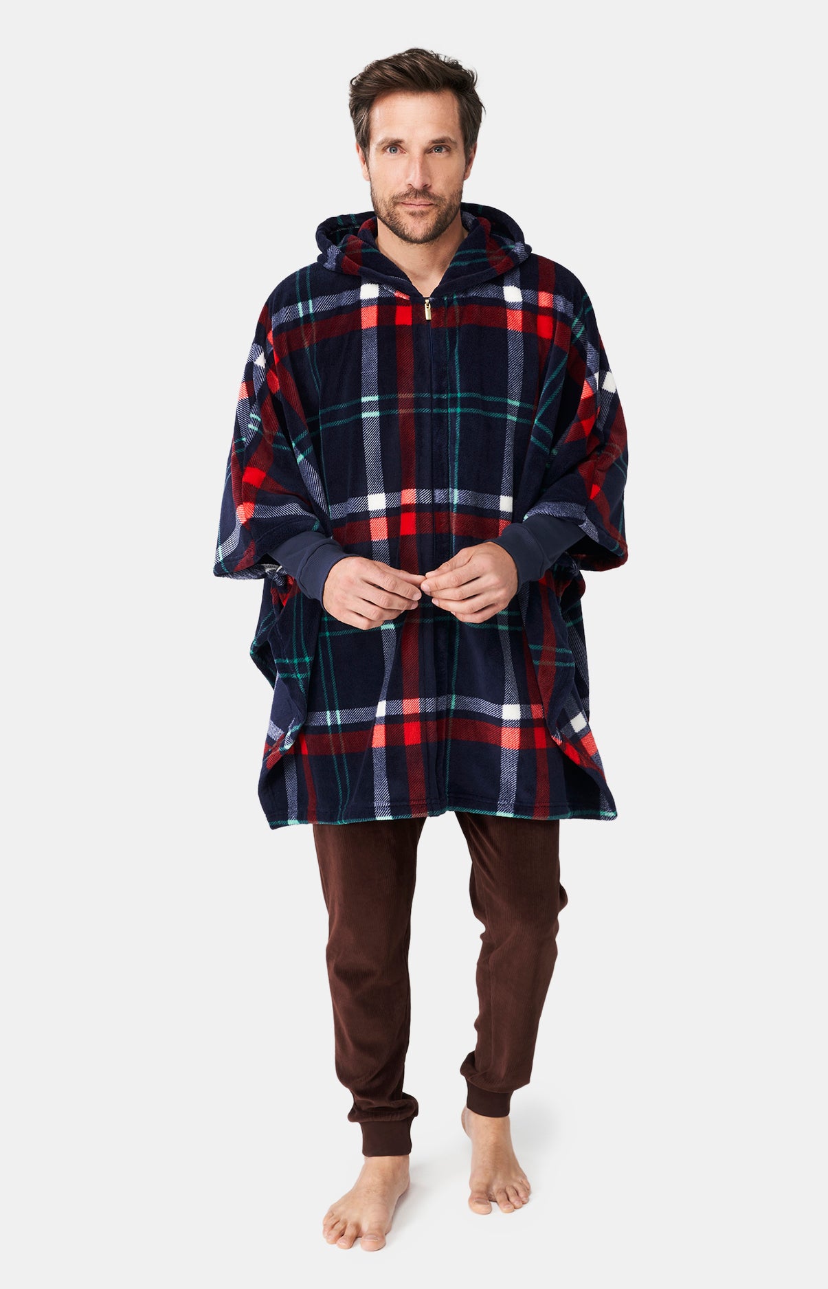 Poncho Enfant Carreaux Hugo Marine 9